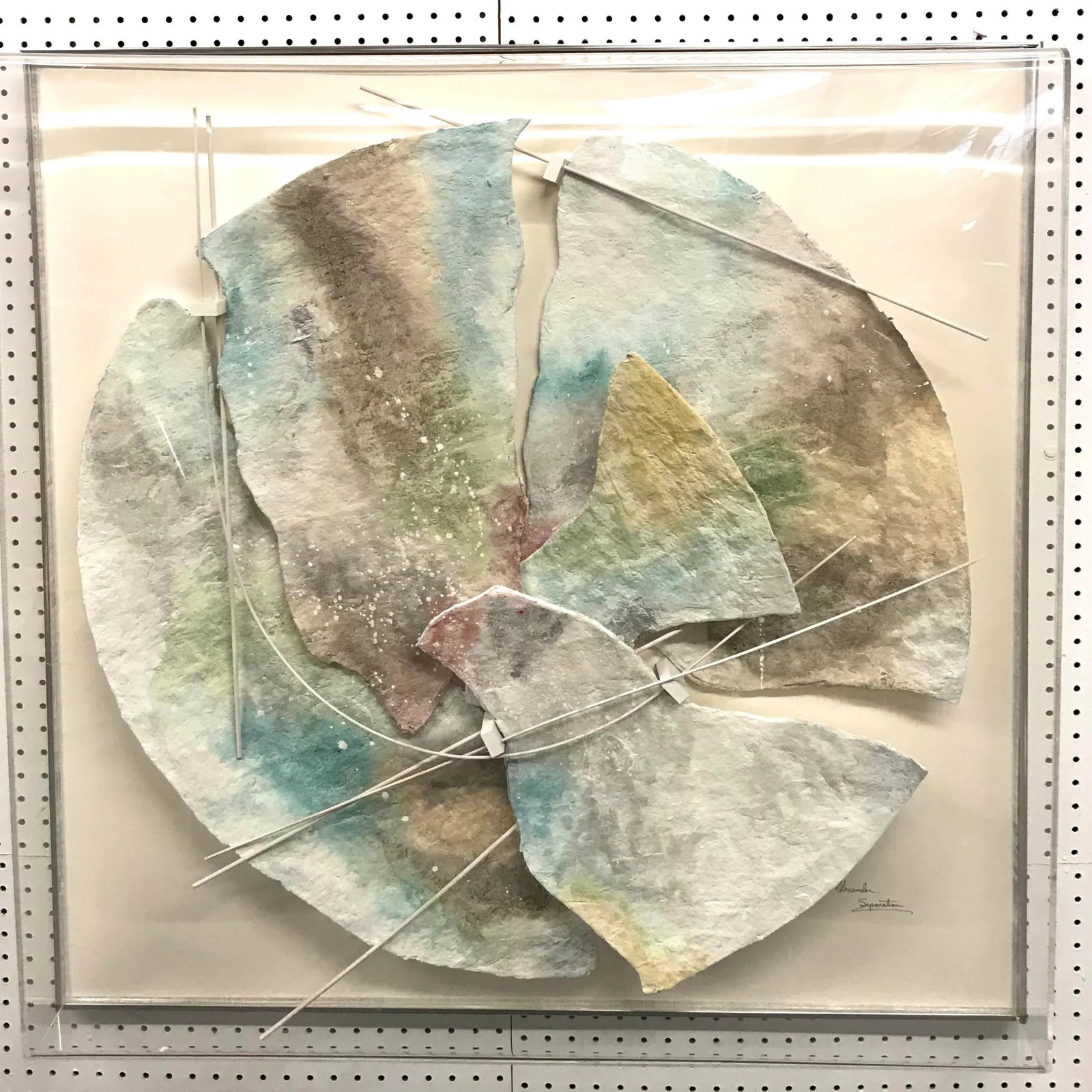 Watercolor Collage Construction in Lucite Shadowbox - 8
