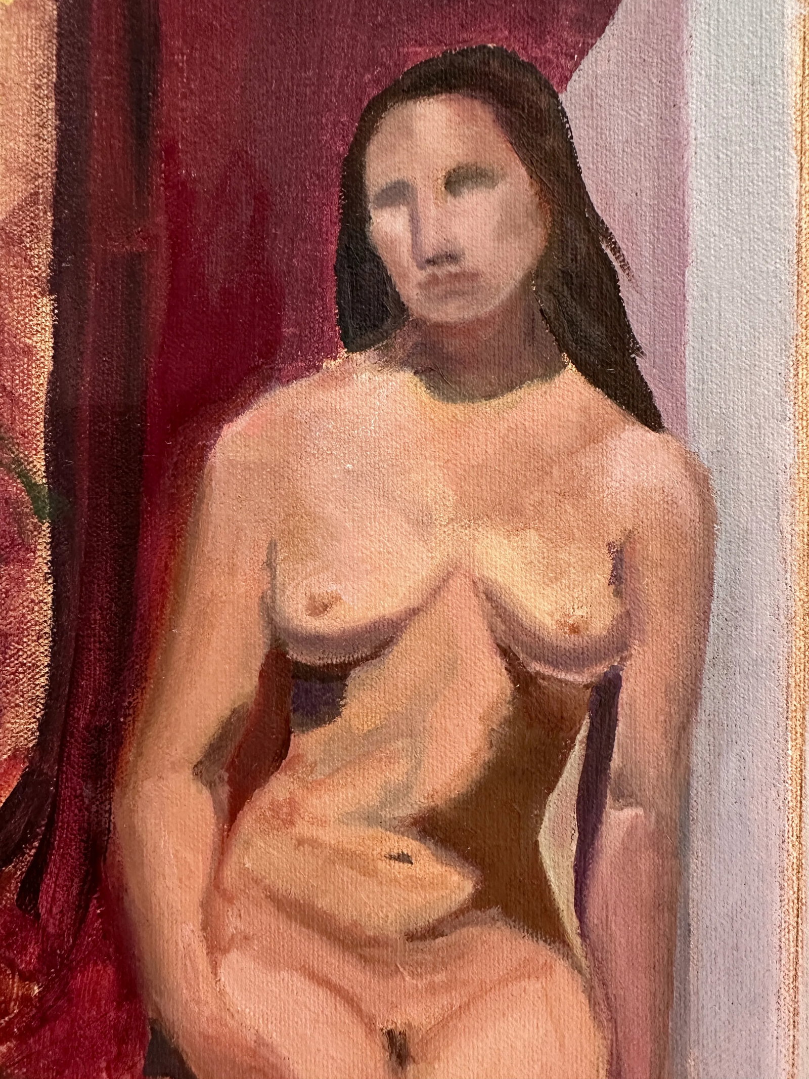 Vintage Nude Portrait Original Art Study - 3