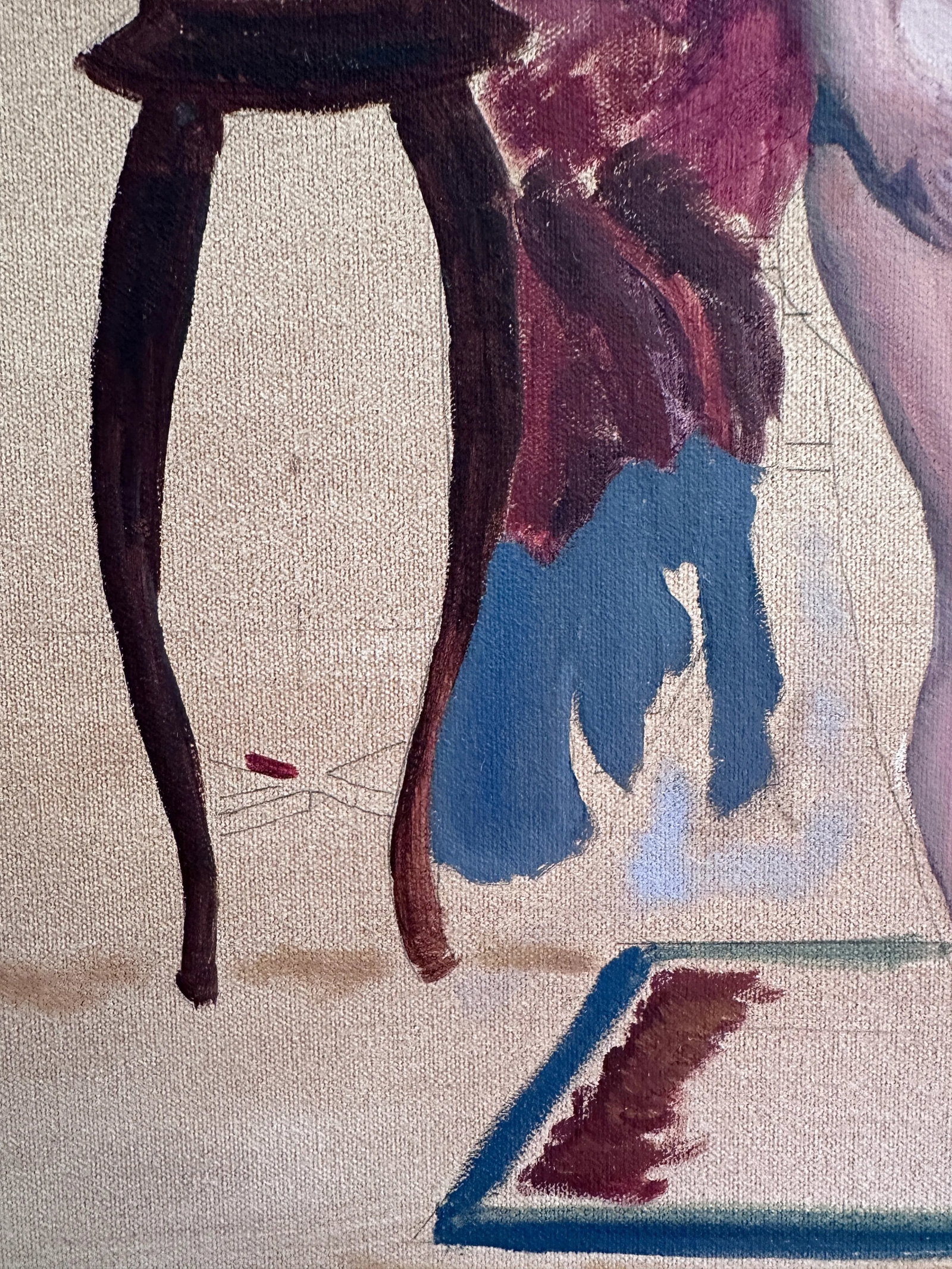 Vintage Nude Portrait Original Art Study - 5