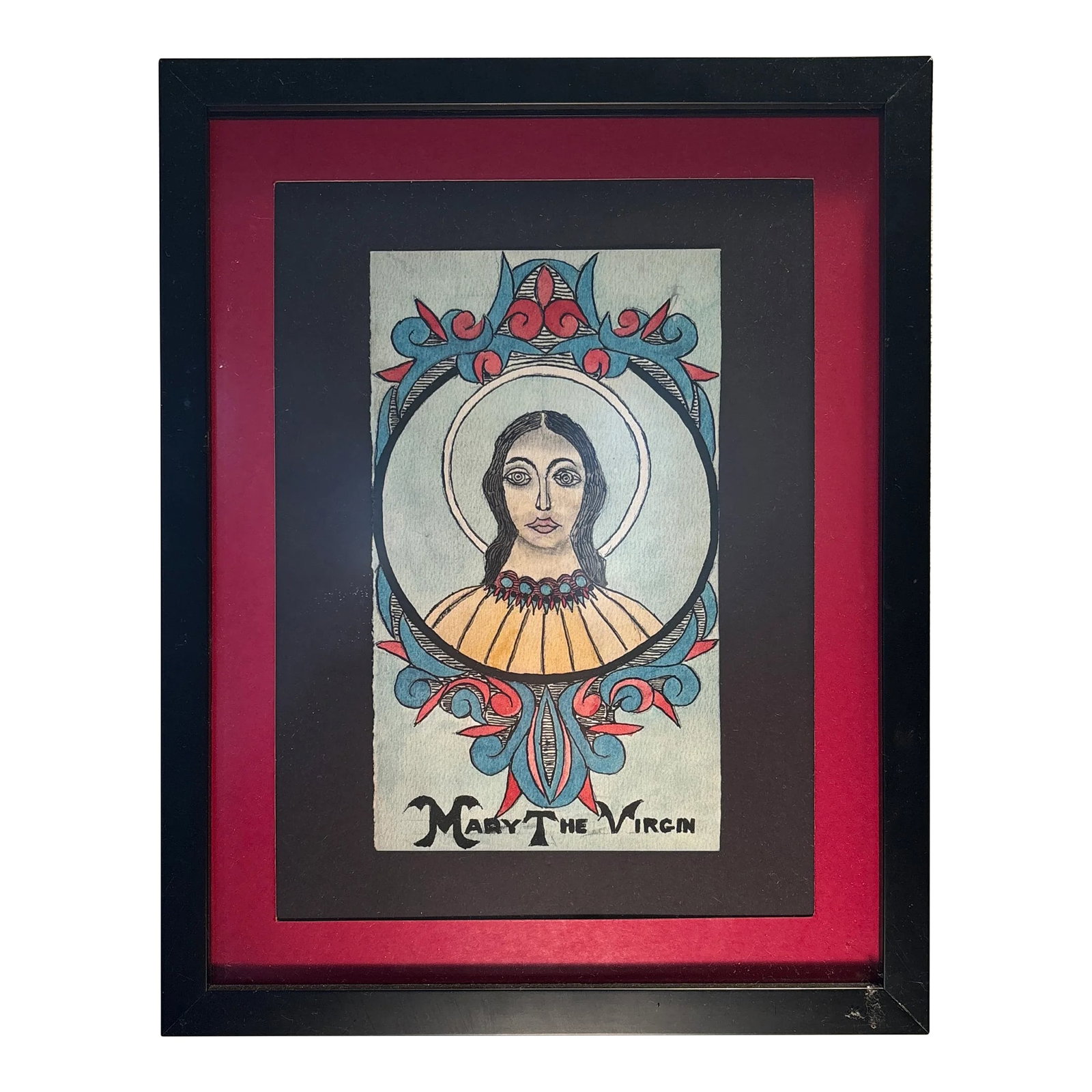 Vintage Framed Religious Outsider Art by Stephen J,M Palmer: There is a long and crazy story about this Artist and the Art. Too much to say here but a quick google search will tell a lot. Stephen Jesus Mary Palmer was the head of a religious...organization