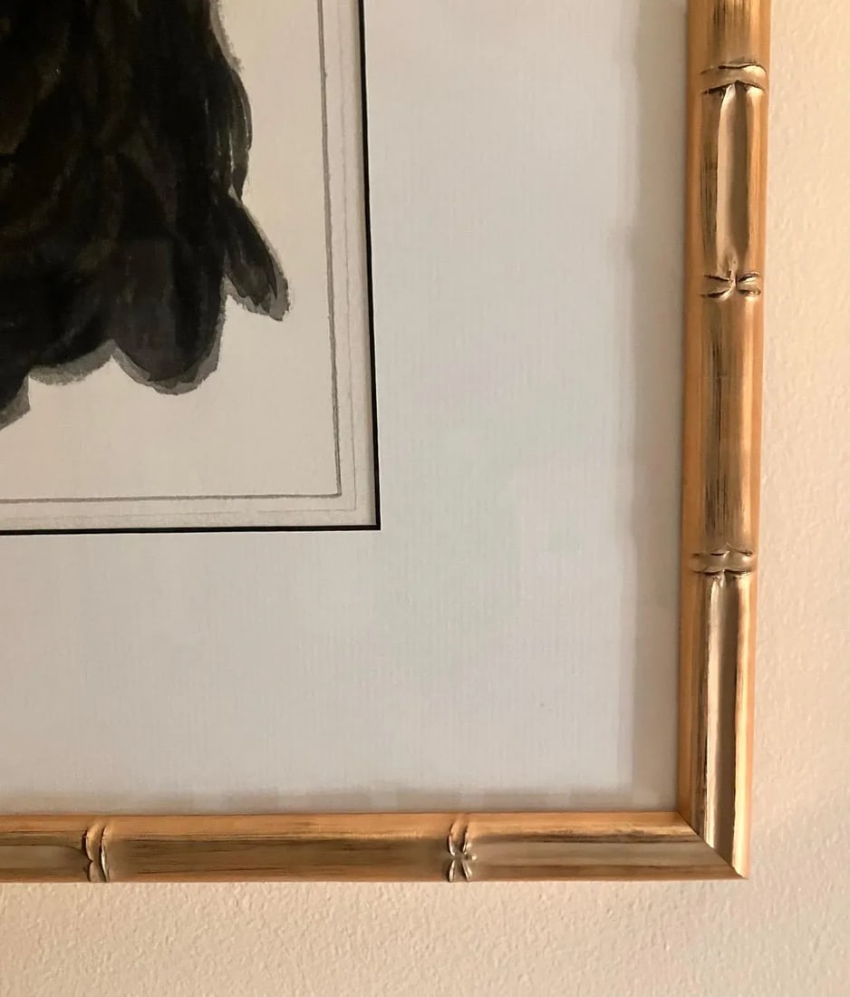 Black Cockatoo Bird Portrait Print in Gold Faux Bamboo Frame - 4
