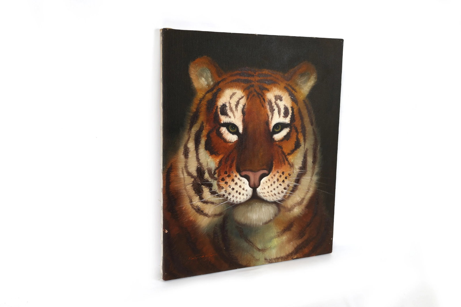Vintage Original Tiger Painting Oil on Canvas - 2