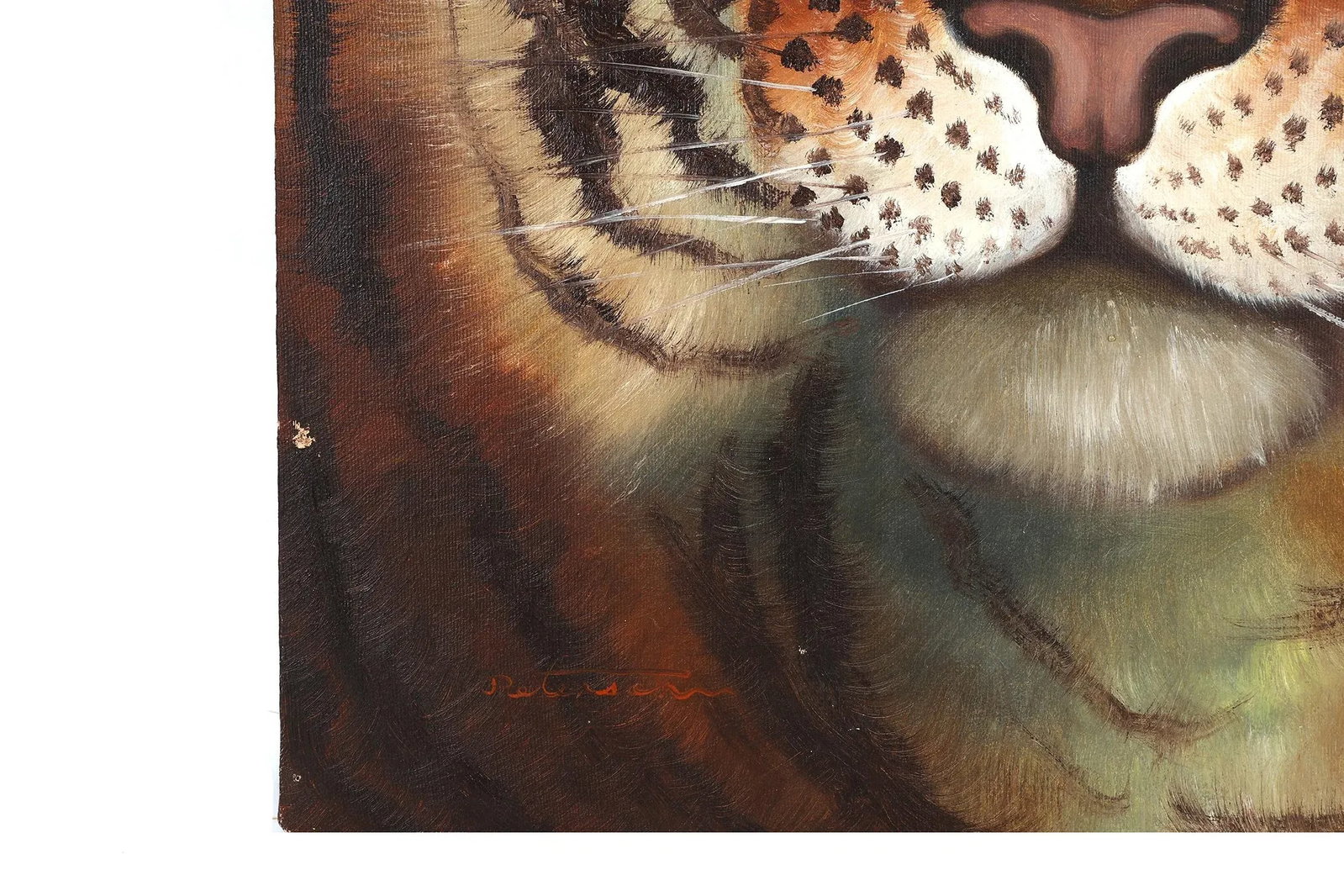 Vintage Original Tiger Painting Oil on Canvas - 5