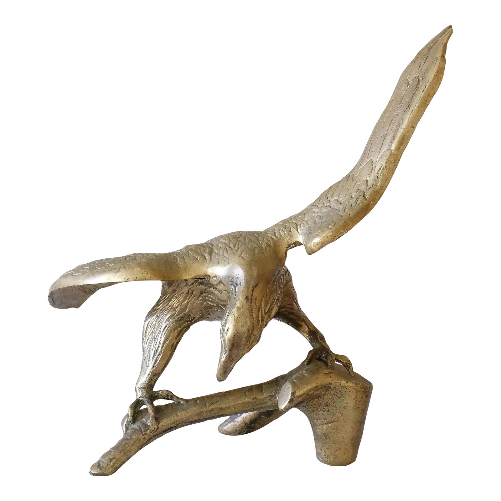 Perched Brass Eagle Sculpture (1 of 4)