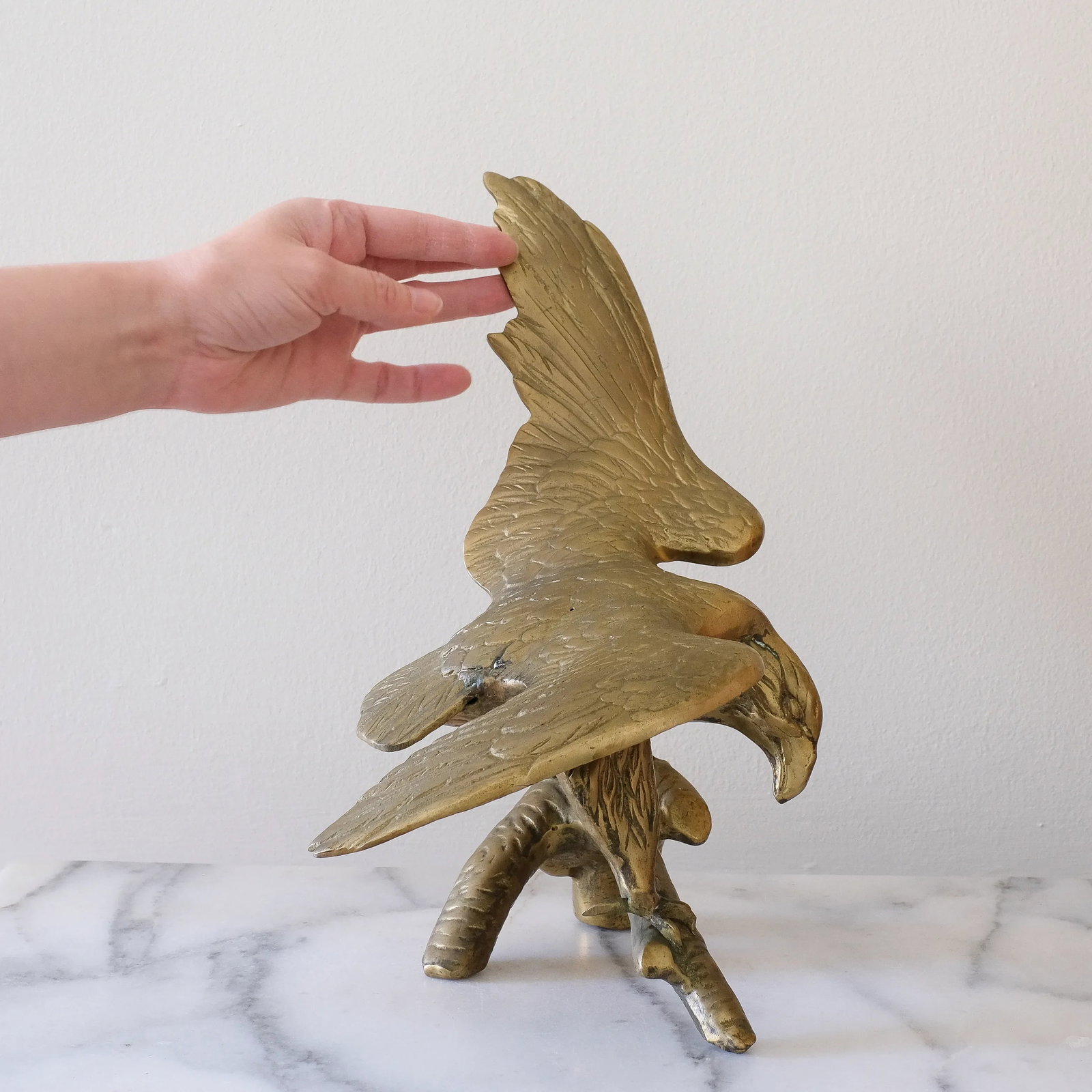 Perched Brass Eagle Sculpture - 4