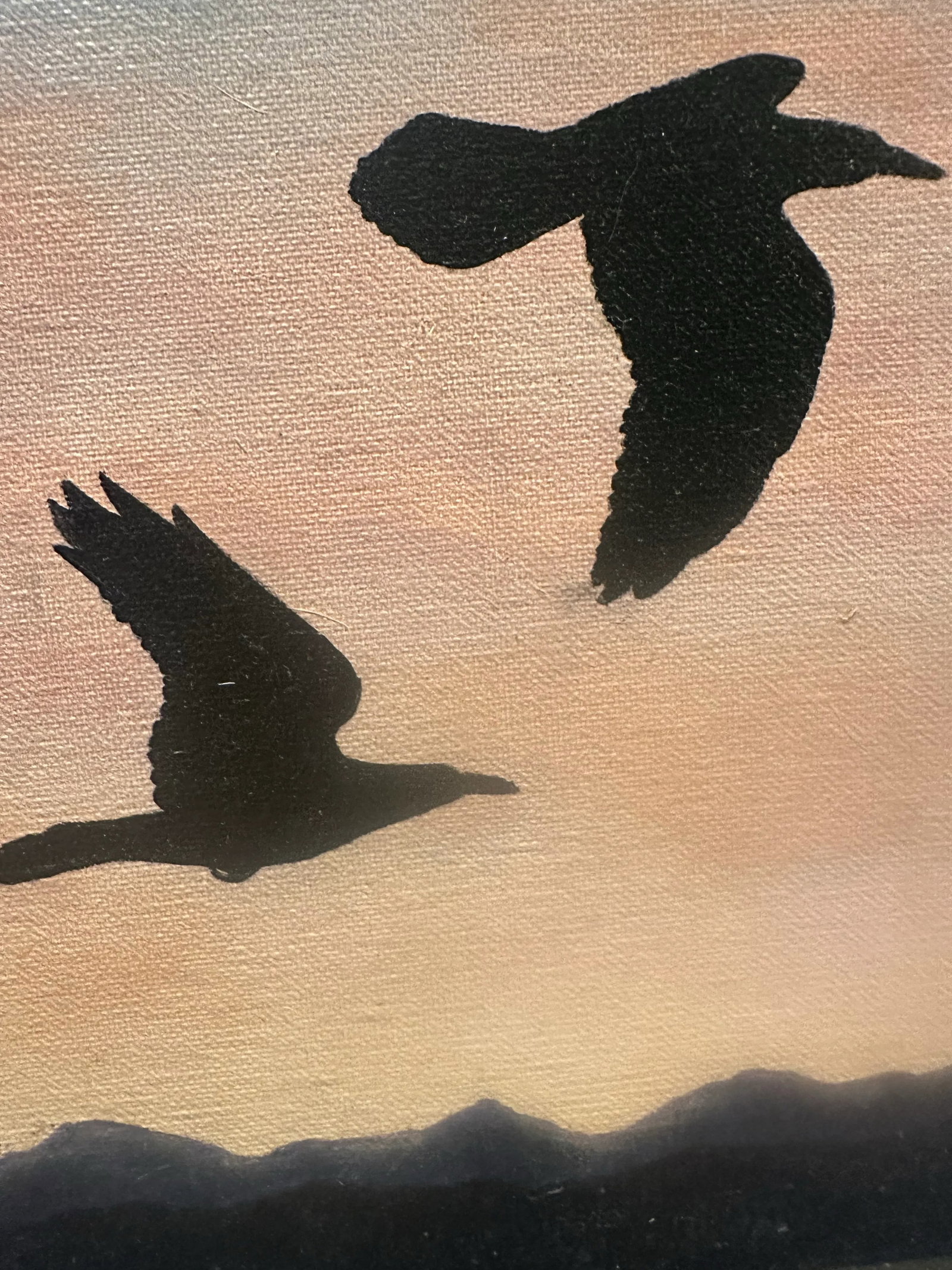 Late 20th Century Sunrise/Sunset Birds Flying Painting Art - 2