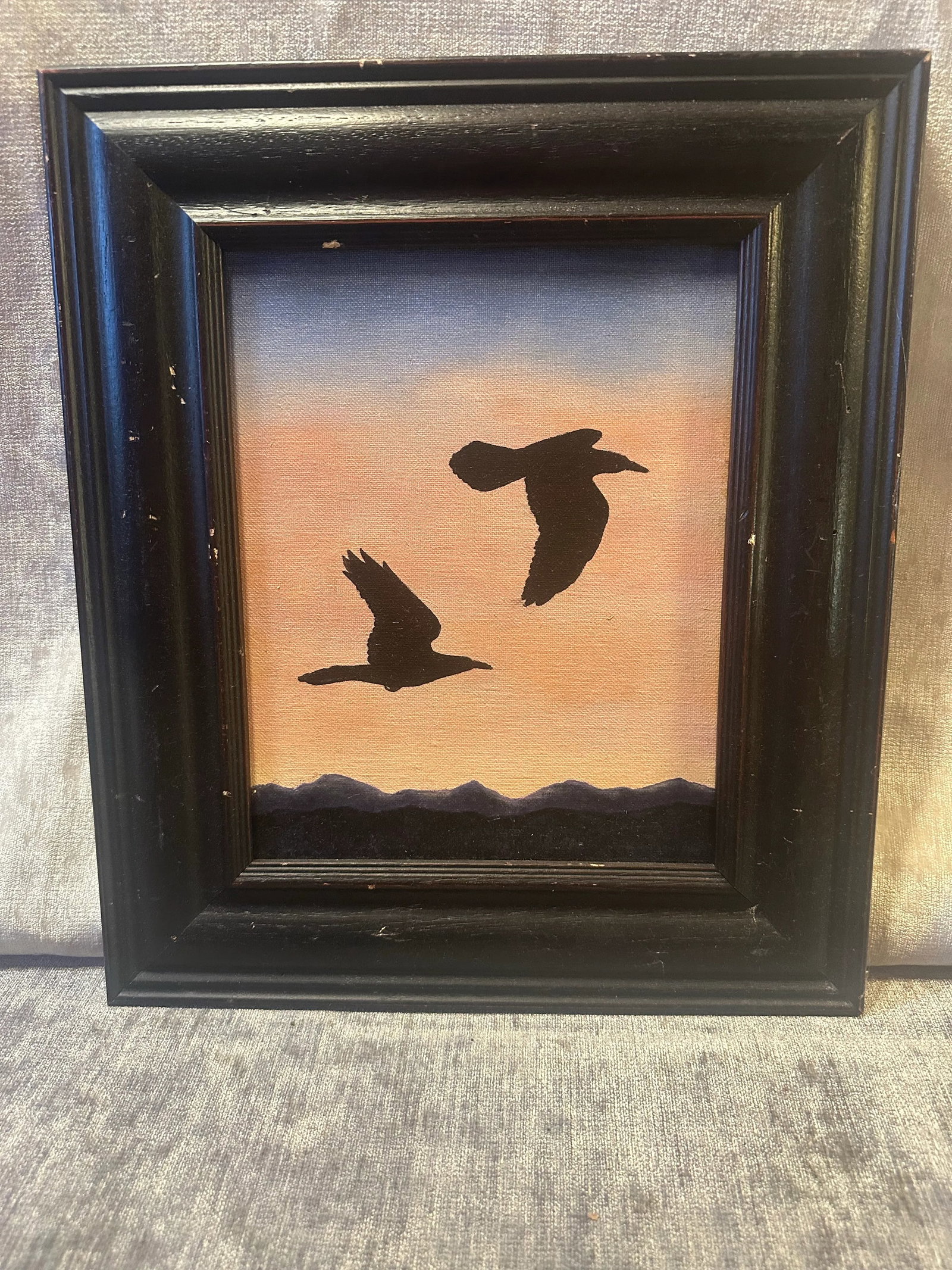 Late 20th Century Sunrise/Sunset Birds Flying Painting Art - 3