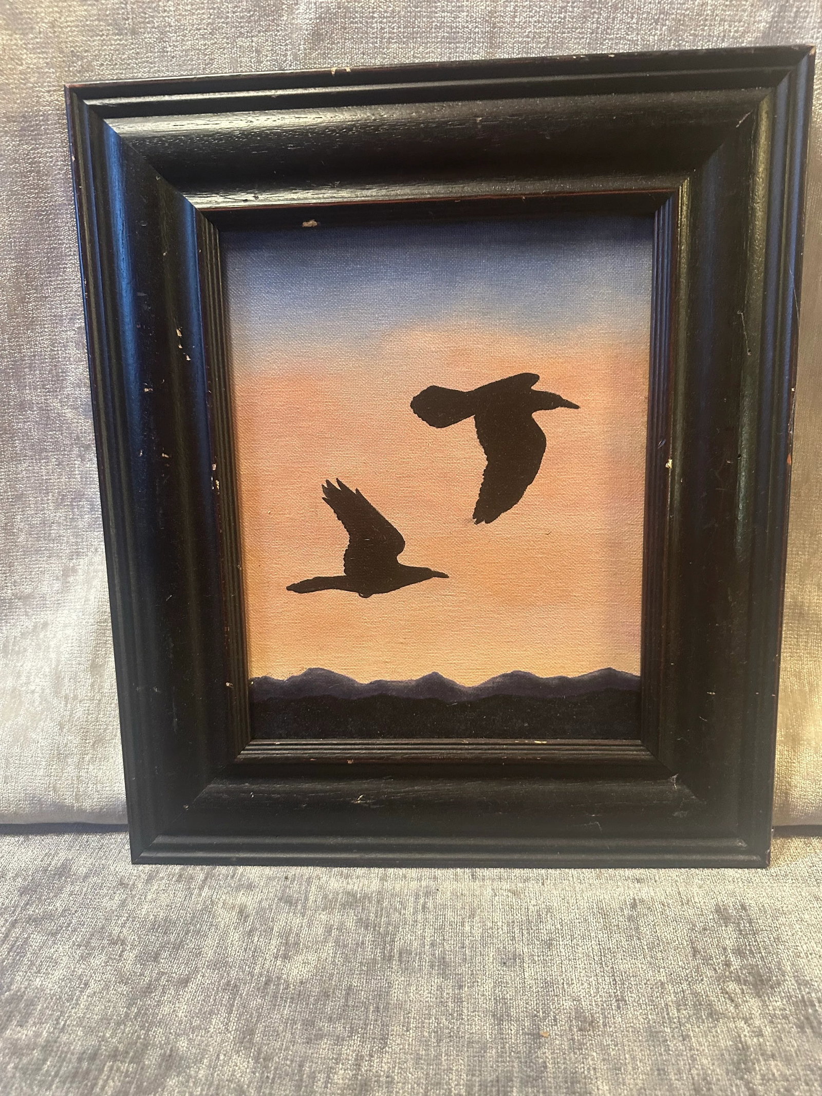 Late 20th Century Sunrise/Sunset Birds Flying Painting Art - 4