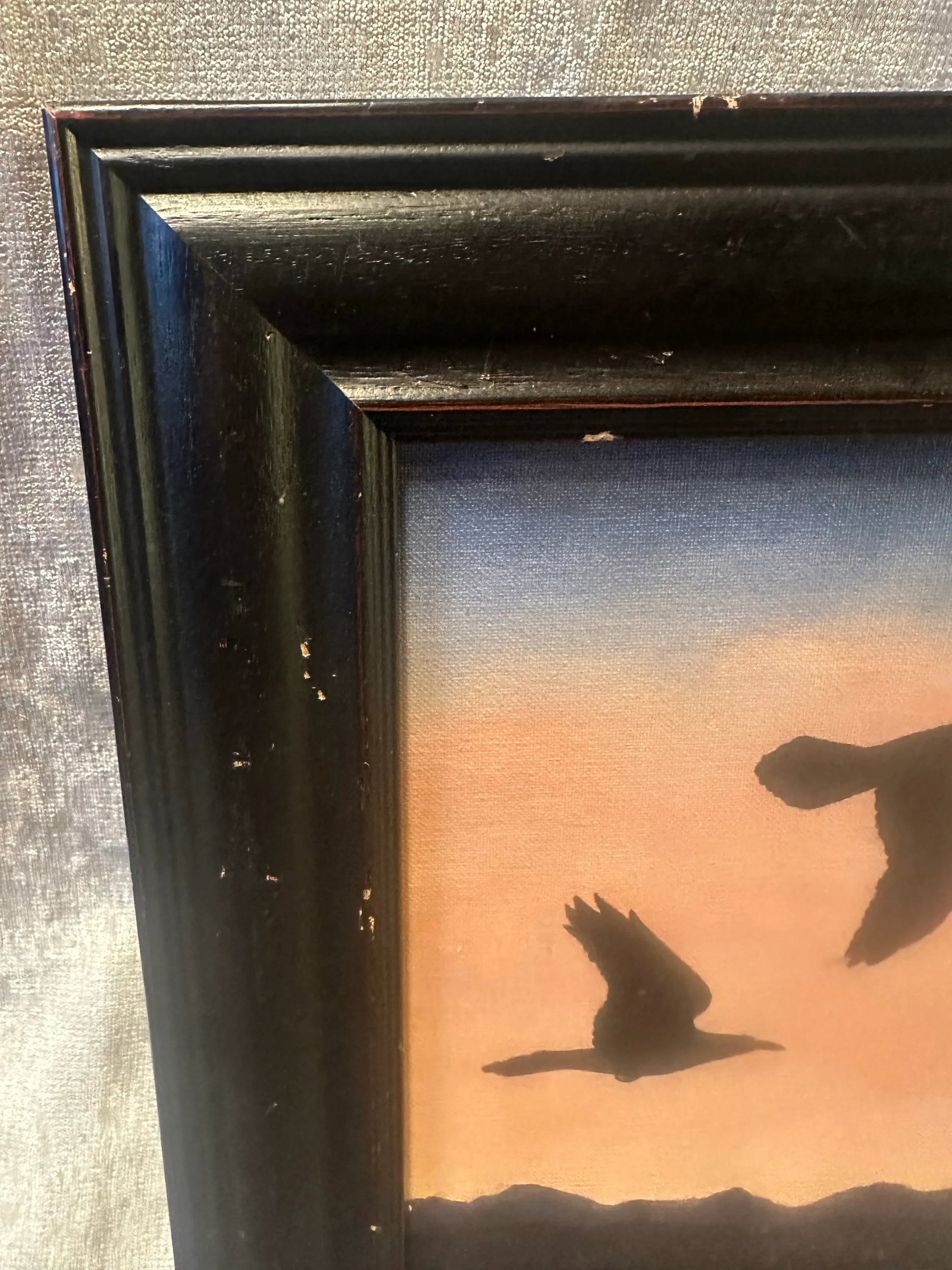 Late 20th Century Sunrise/Sunset Birds Flying Painting Art - 8