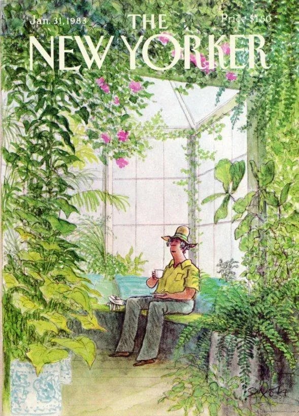 1983 Vintage New Yorker Cover, January 31 (Charles Saxon), Original New Yorker Magazine Cover, Sprin - 2