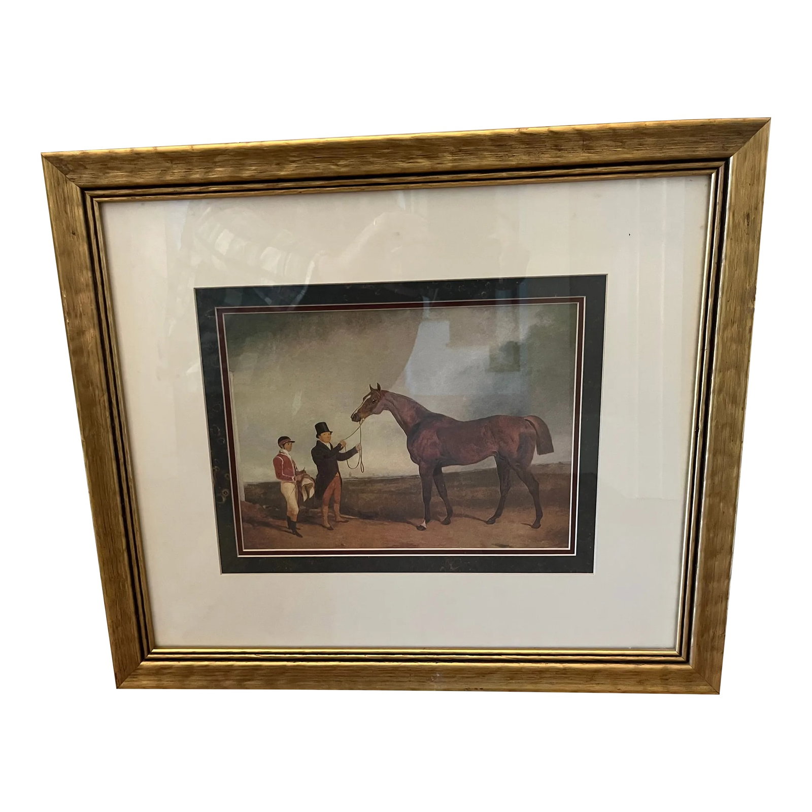 Framed Equestrian Sporting Print : 'Steeplechase Jockey': Beautiful equestrian sporting print 21.5" wide x 18.5" high. Professionally framed with art glass and ready to hang. Excellent condition. .Reasonable offers considered. Condition: Alterations: