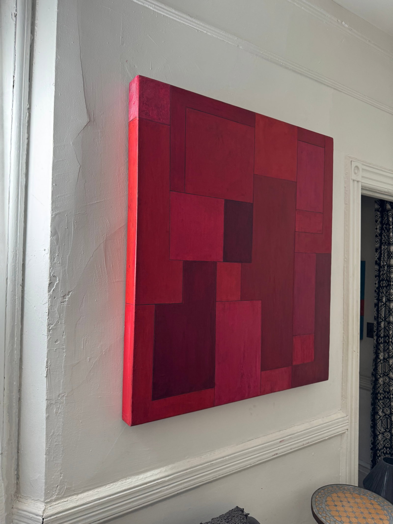 Abstract Geometric Red Oil Painting by Stephen Cimini - 10