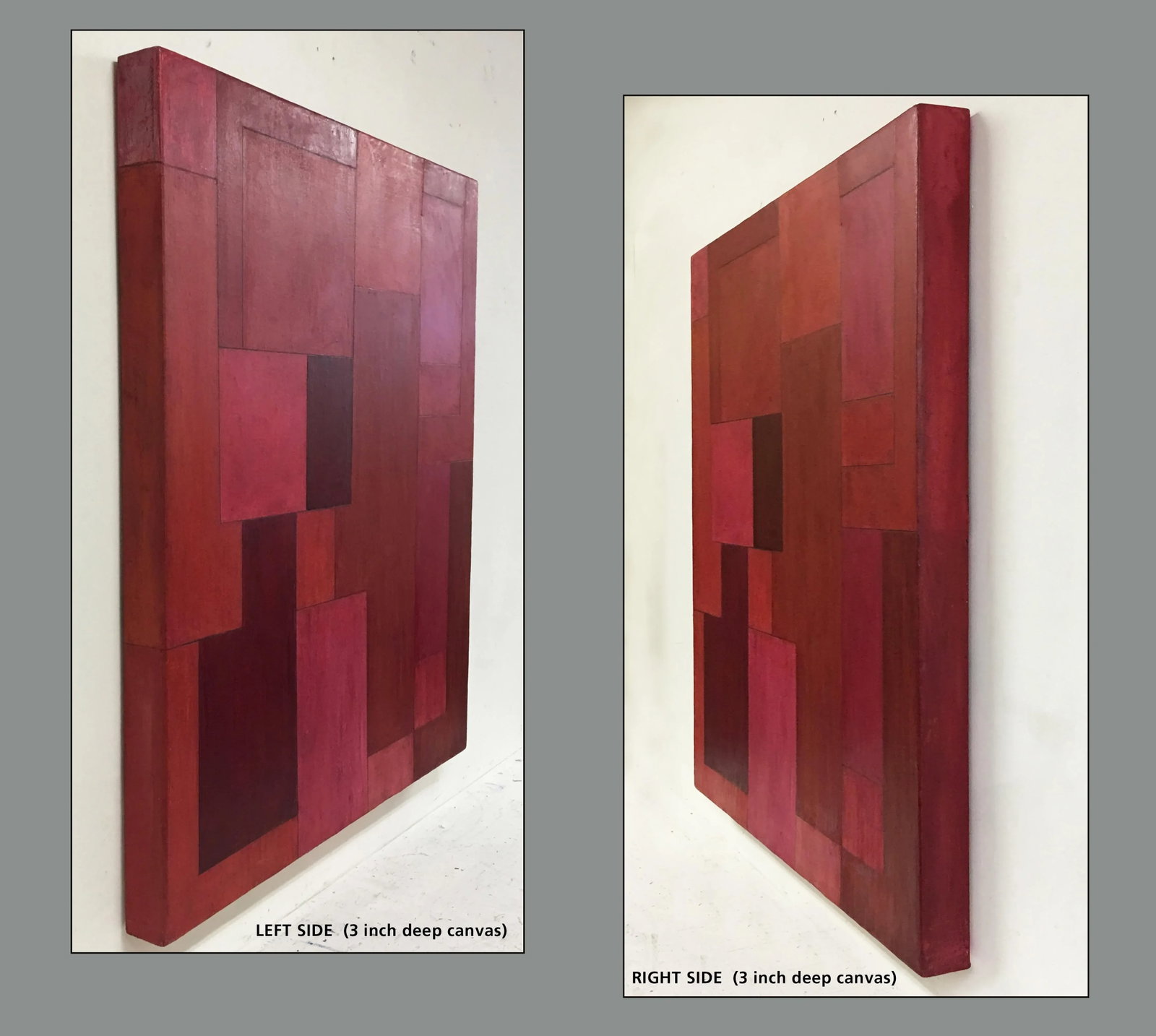Abstract Geometric Red Oil Painting by Stephen Cimini - 2