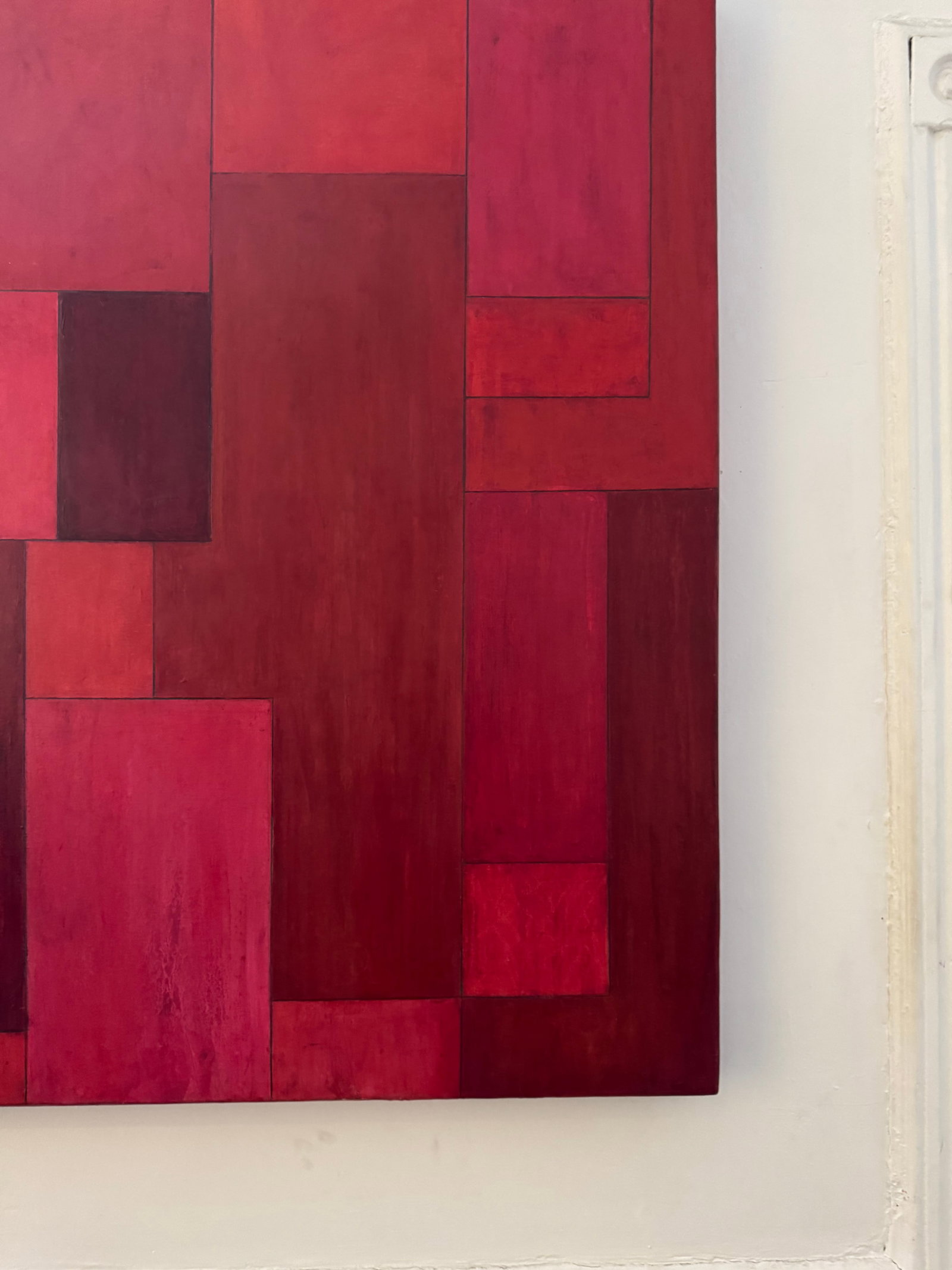 Abstract Geometric Red Oil Painting by Stephen Cimini - 8
