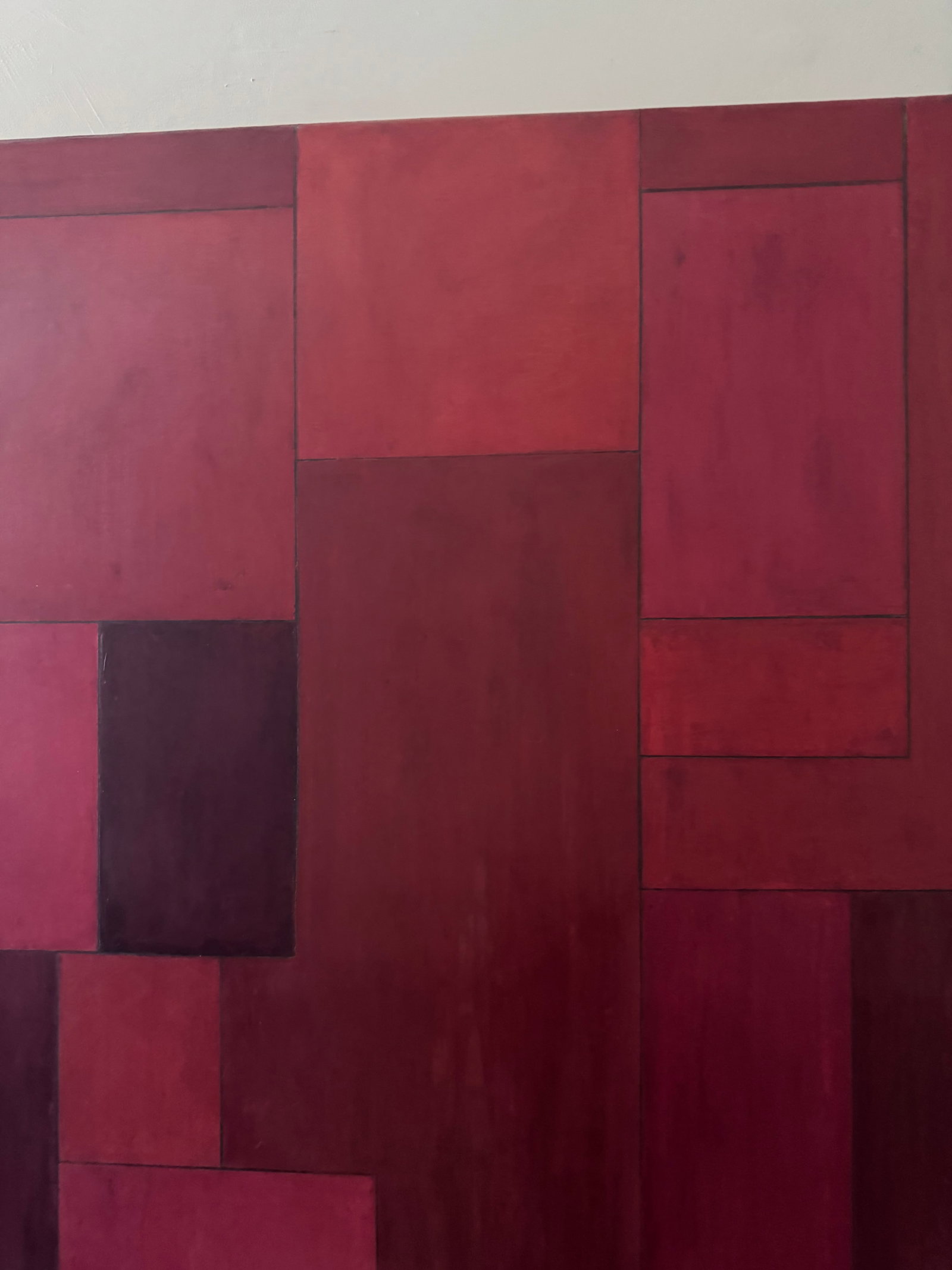 Abstract Geometric Red Oil Painting by Stephen Cimini - 9