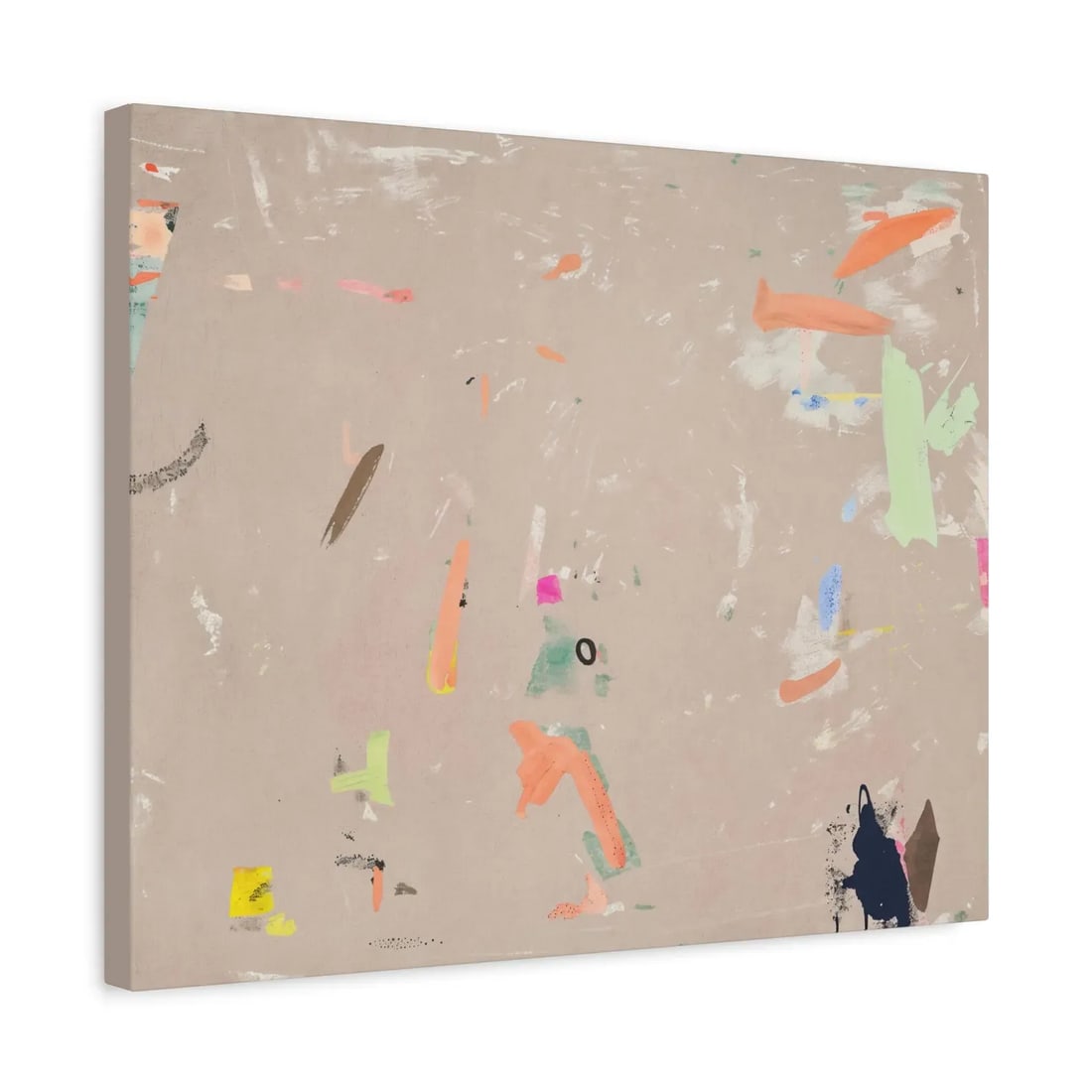 Soft Spoken Abstract Art Print - Modern Wall Decor | Beige & Neon Contemporary Painting - 2