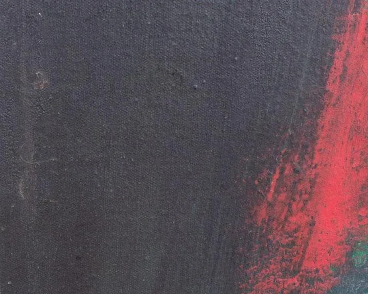 1960s Oil and Chalk Pastel on Canvas Abstract Painting by Reiko Sakagami Baum - 7