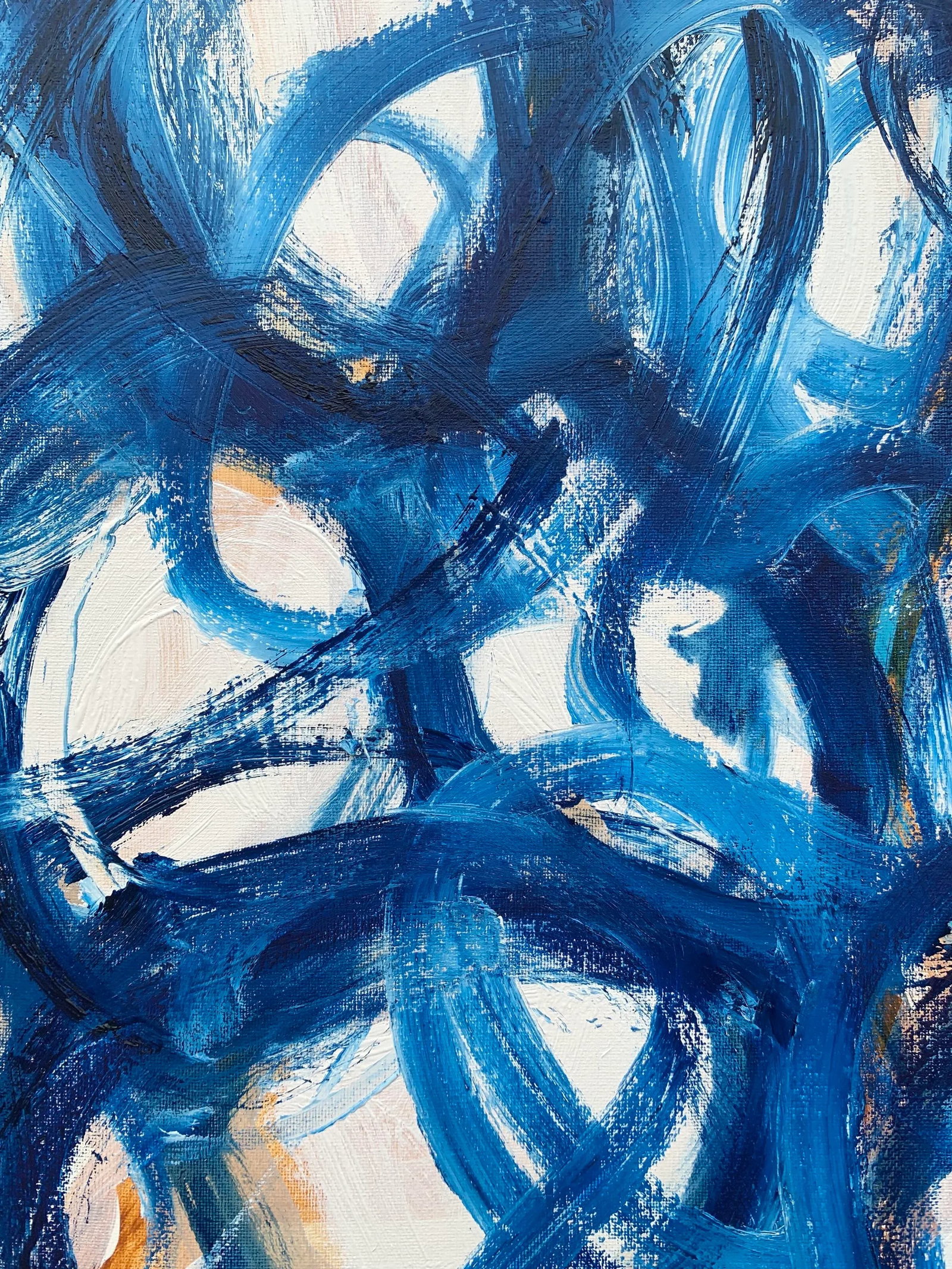 Blue Embrace Iv, Contemporary Abstract Oil Painting - 2