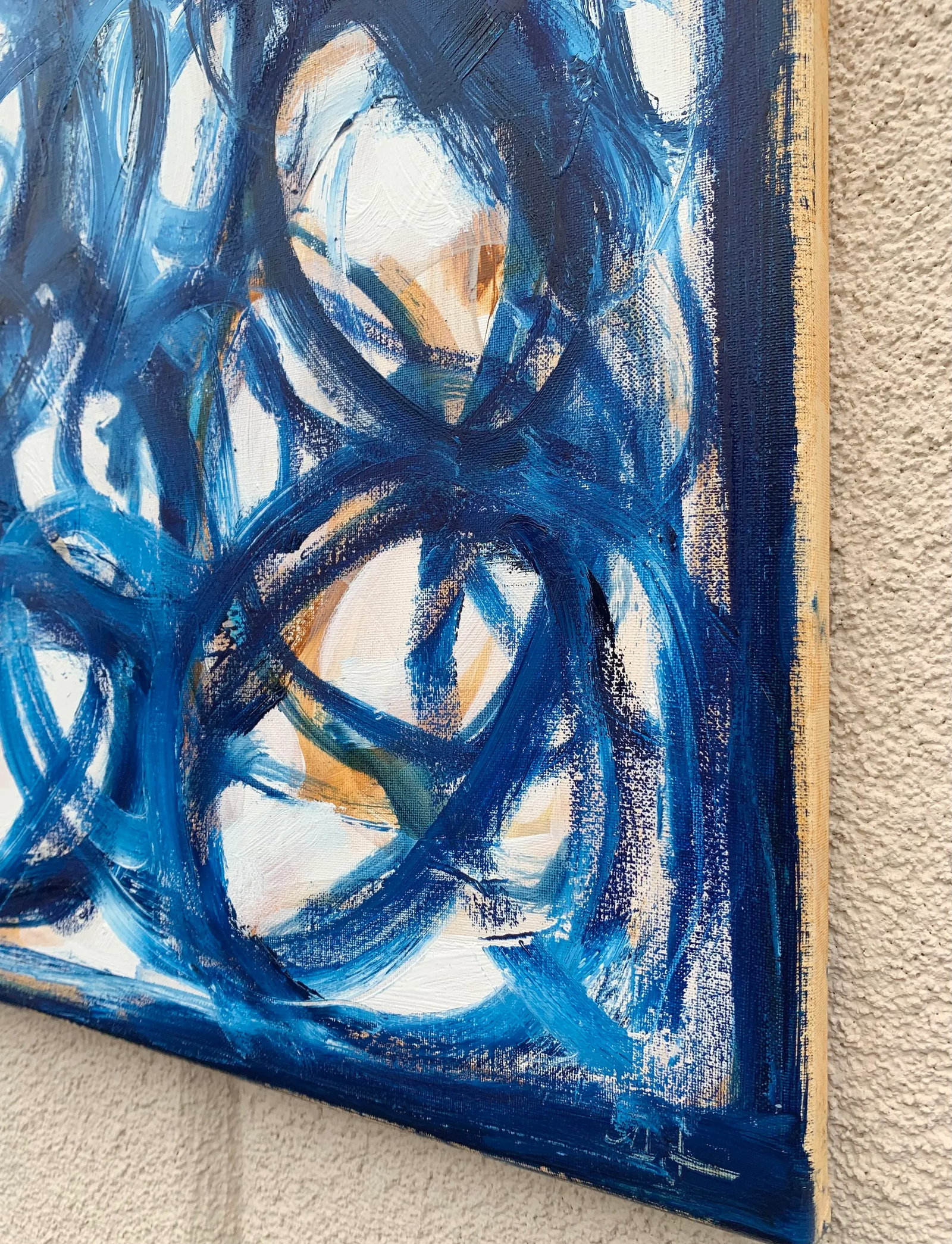 Blue Embrace Iv, Contemporary Abstract Oil Painting - 3