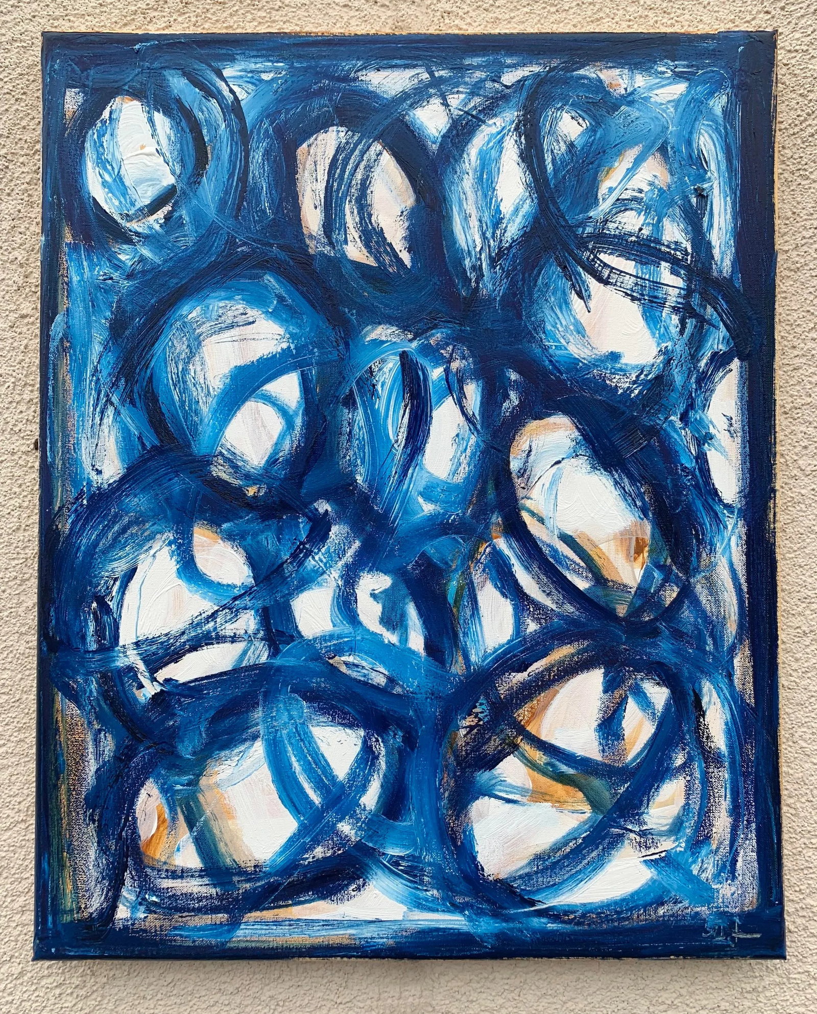 Blue Embrace Iv, Contemporary Abstract Oil Painting - 4