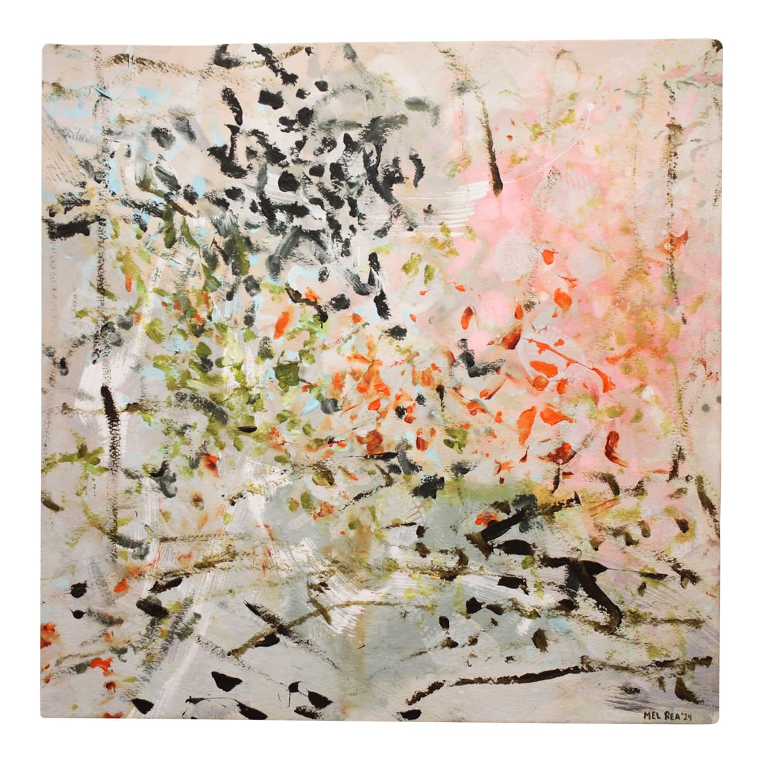 "Cordially Invited to Everything" Original Abstract Expressionist Artwork by Mel Rea: Painting title - "Cordially Invited to Everything" :: mixed media on unstretched canvas :: 48"x48" :: by Mel Rea ________________________________________________________________________________ "I