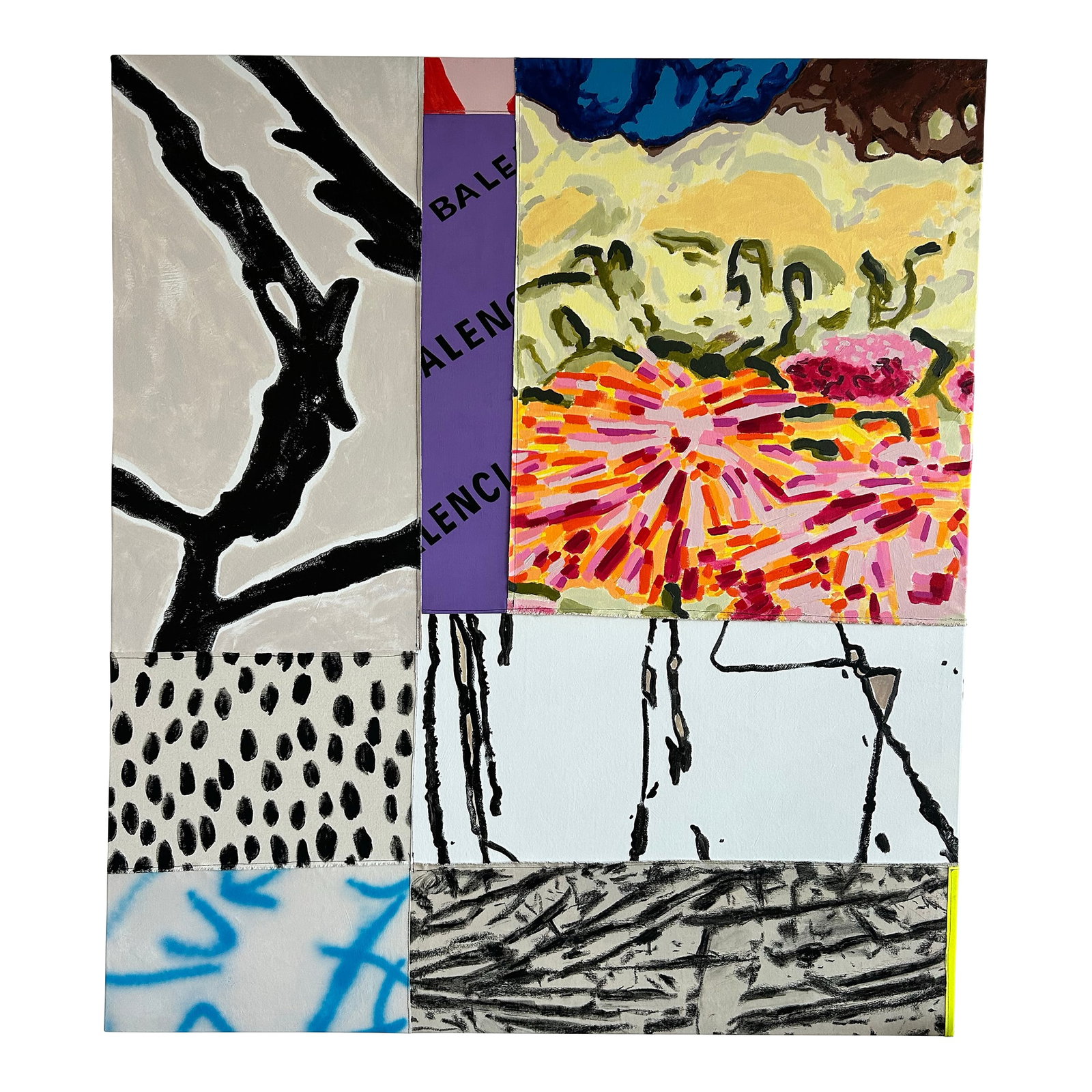 Original Large Canvas Artwork by Nadia Jaber: Stunning one of a kind piece by Spanish contemporary artist Nadia Jaber. Title: "411 Length Required" Size: 59"W x 67"H x 1.5"D Purchased from Saatchi Art in 2021 as canvas; had it stretched and mount