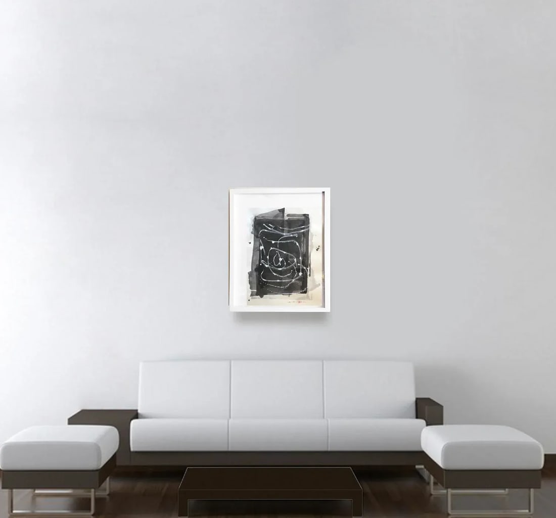 'Largo 14' Framed Abstract Painting on Japanese Handmade Paper - 5