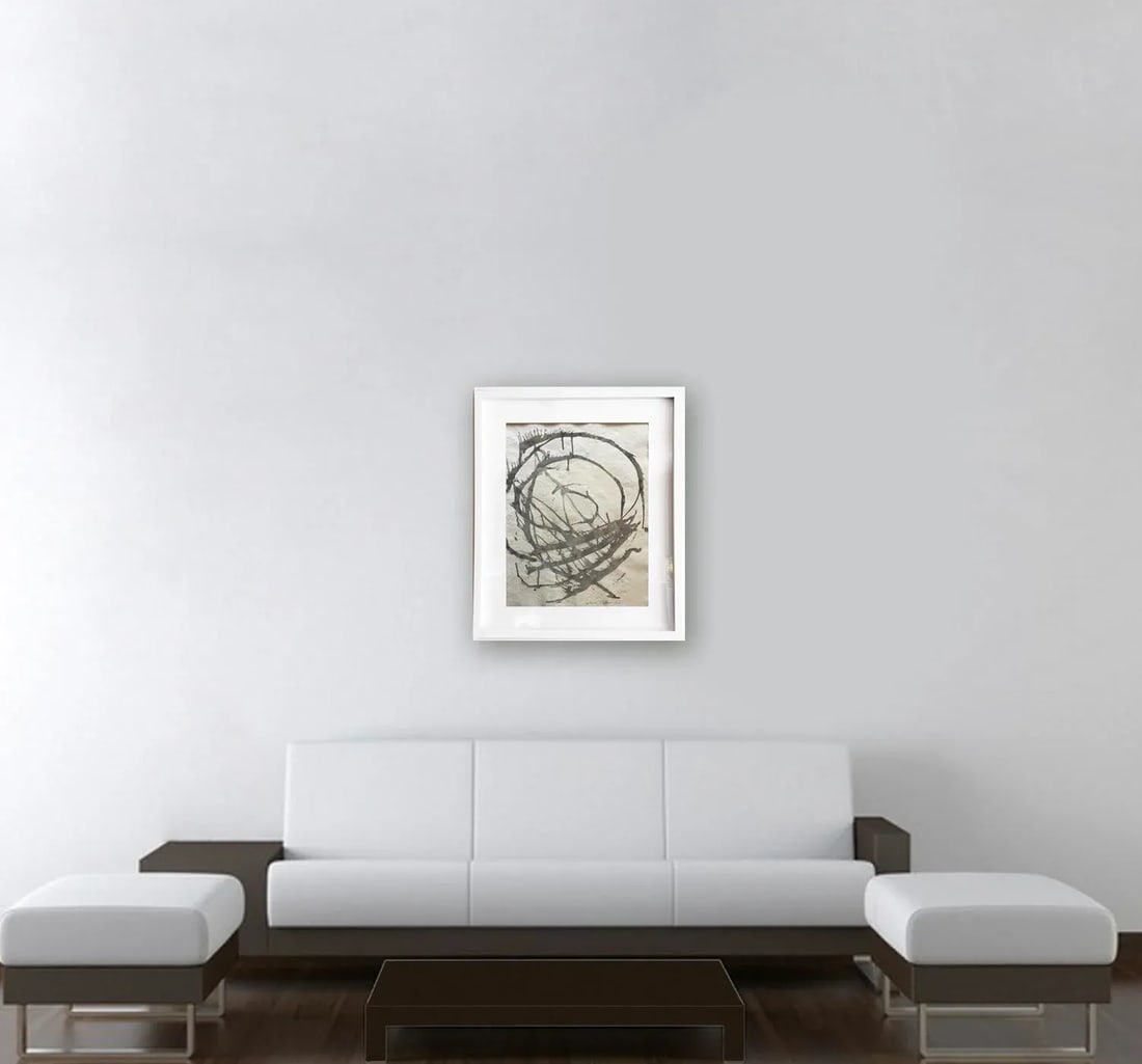Minimal Abstract Painting on Hand Made Japanese Paper - 5