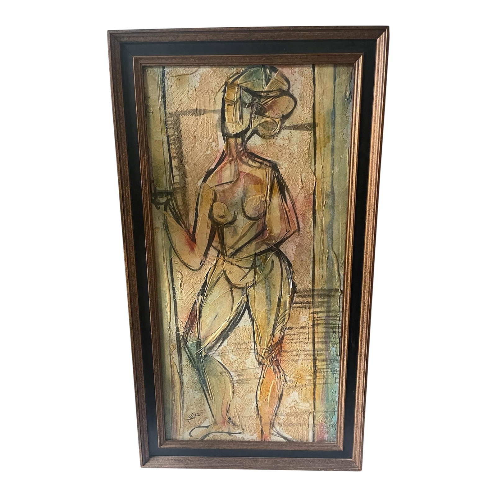 Modernist Figurative Painting by Mid Century Artist Morris Katz Aka Moshe Katz, Framed (1 of 7)
