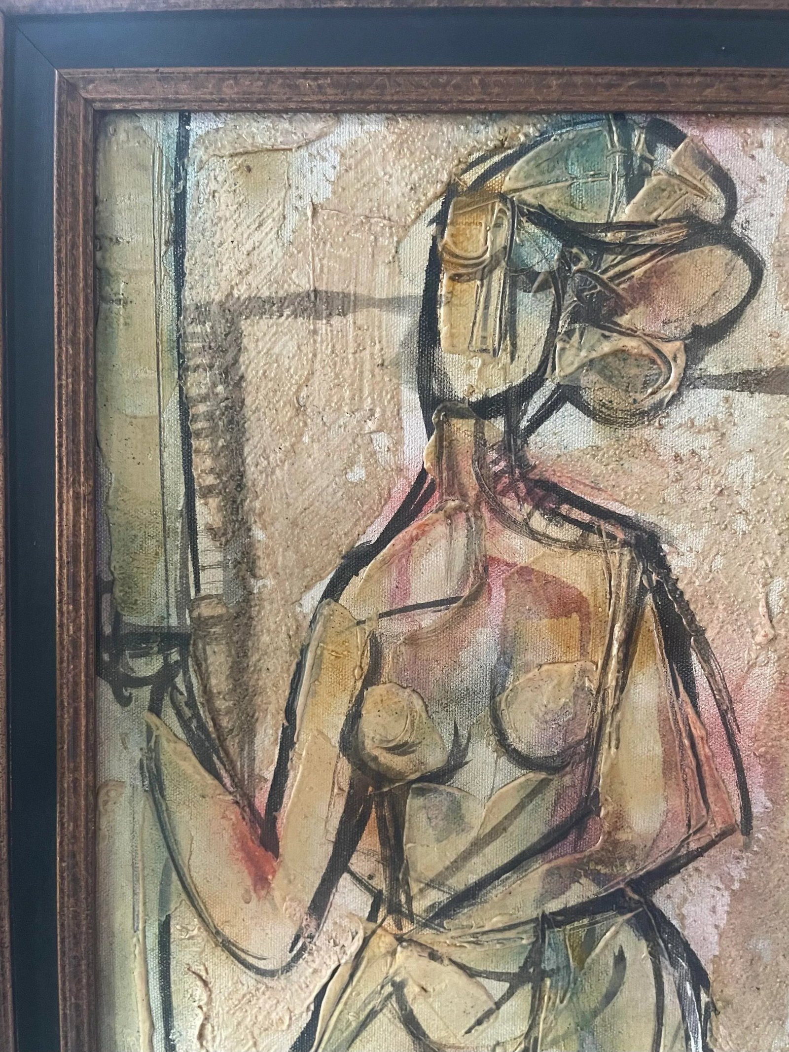Modernist Figurative Painting by Mid Century Artist Morris Katz Aka Moshe Katz, Framed - 3