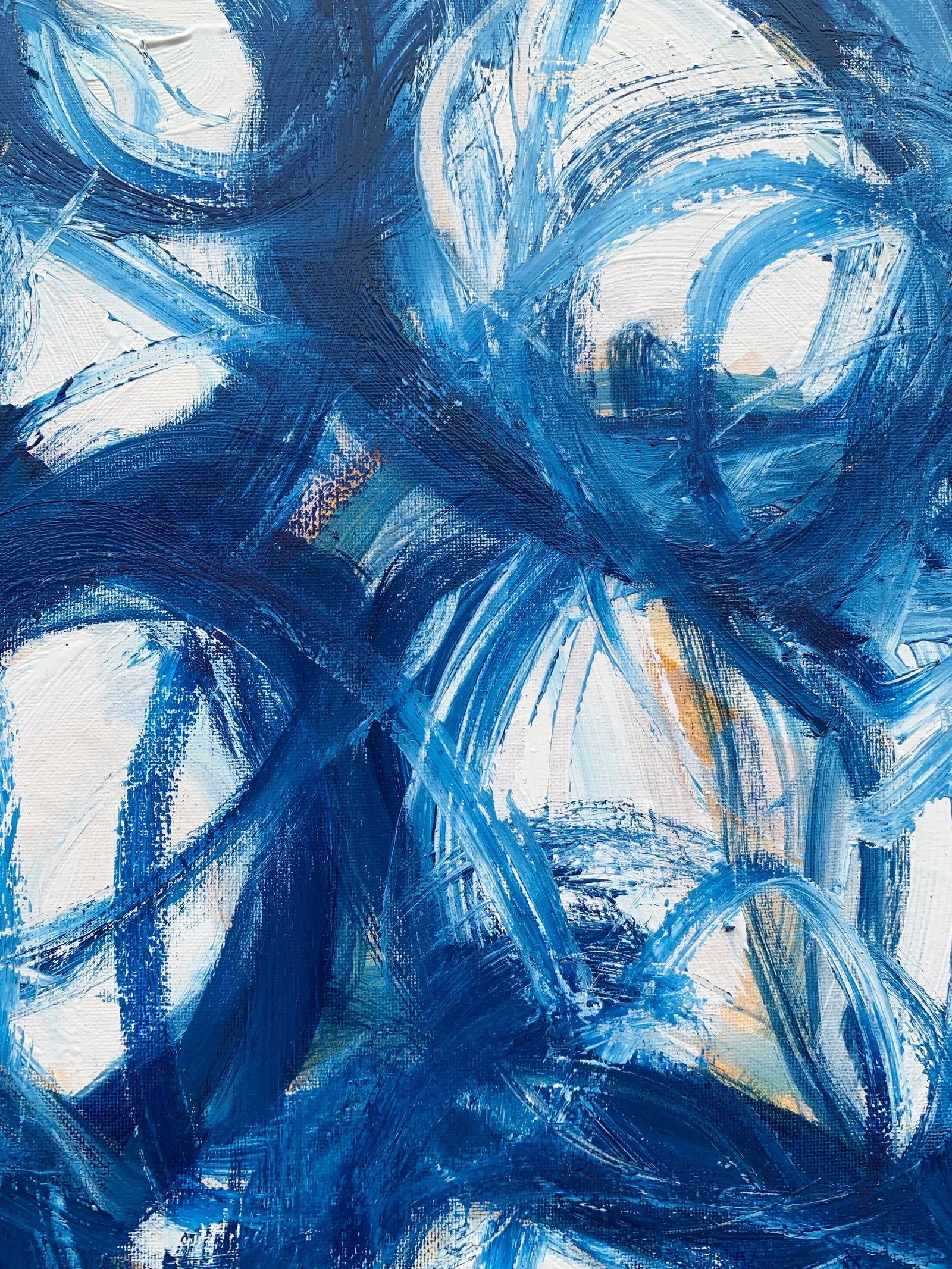 Blue Embrace Iii, Oil Painting, Contemporary Abstract - 2
