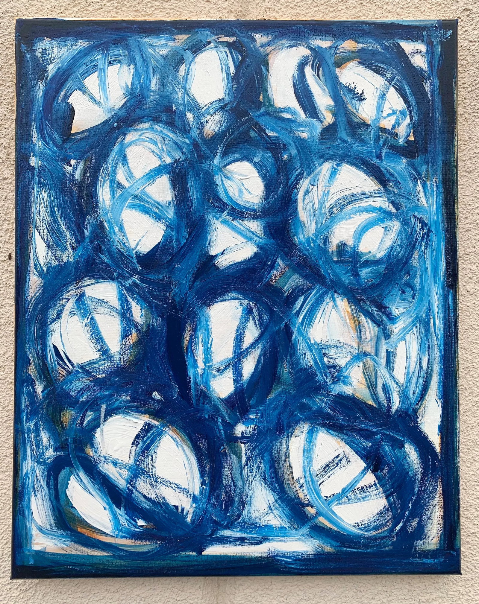 Blue Embrace Iii, Oil Painting, Contemporary Abstract - 4