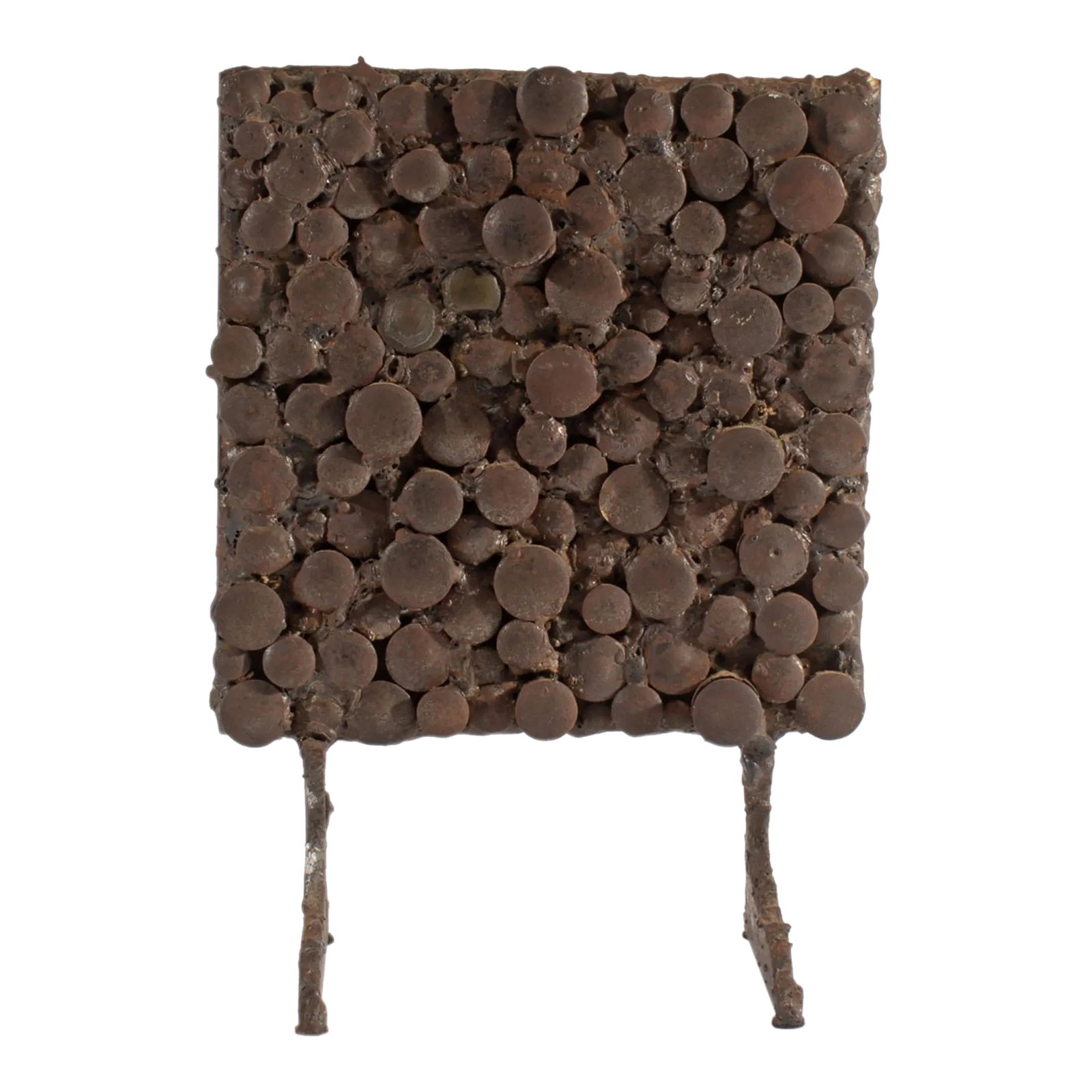 1969 Abstract Metal Sculpture by Harry Hilson: A signed 1969 abstract metal sculpture by the American artist Harry Hilson (1935-2004). Signed and dated to the verso, the sculpture is composed from a square piece of metal populated by round metal