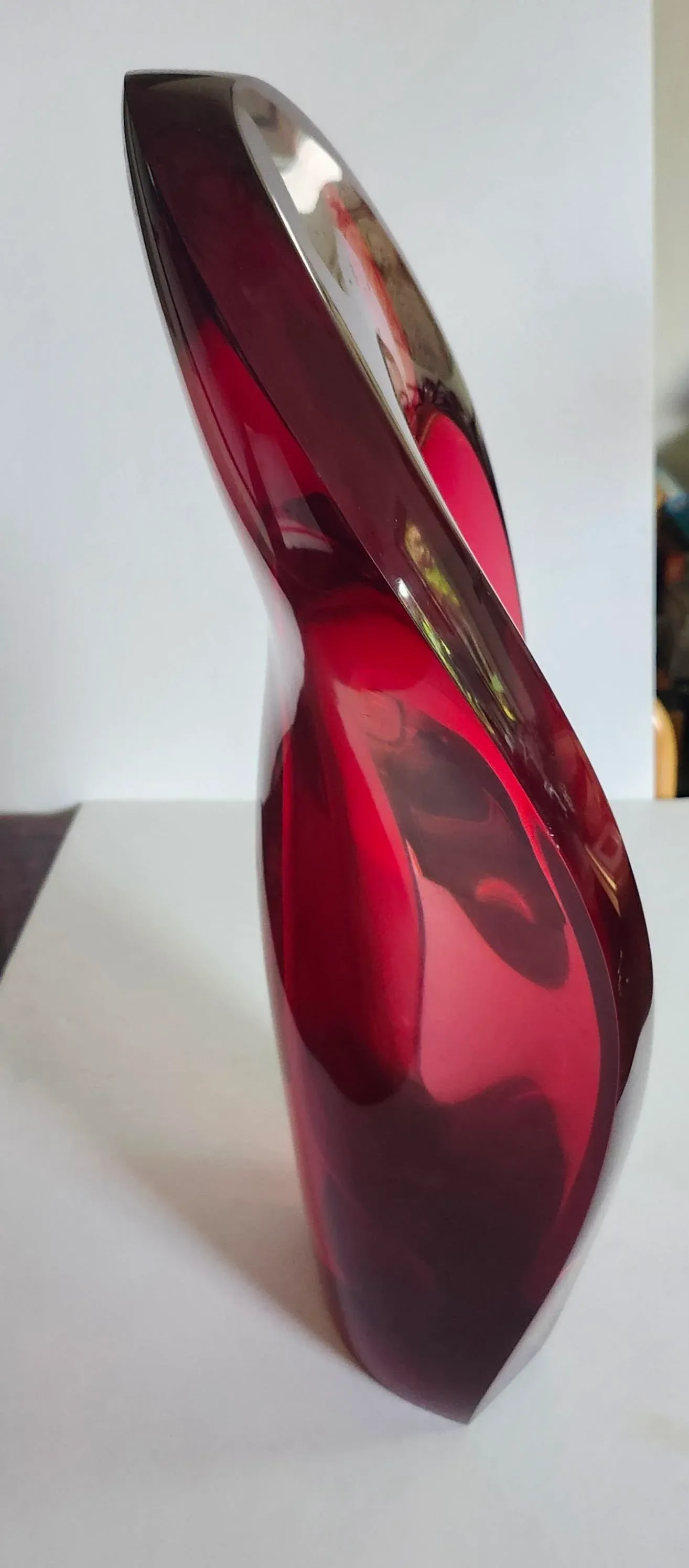 1980s Red Louis Von Koelnau Abstract Resin Sculpture - 3