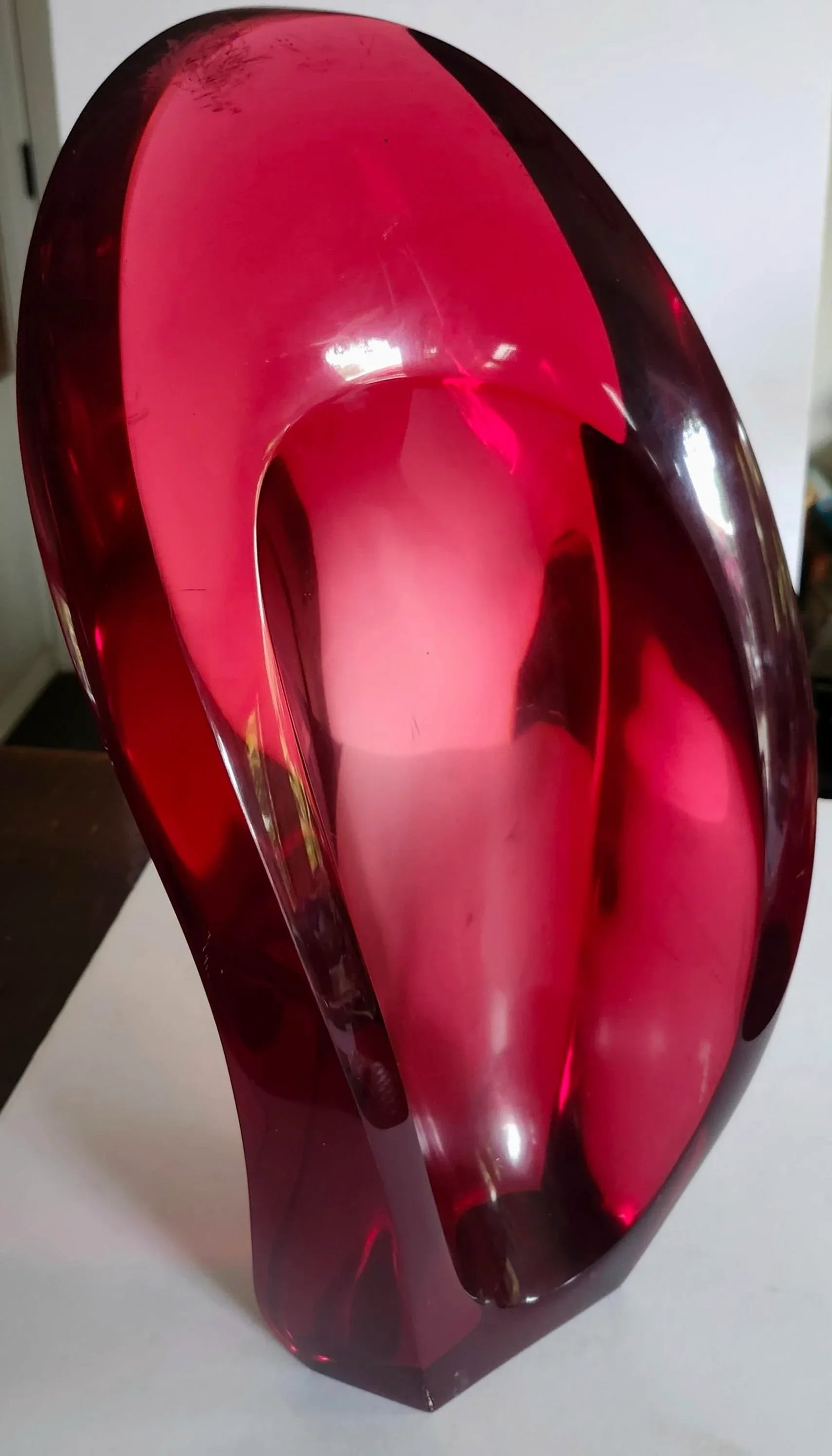 1980s Red Louis Von Koelnau Abstract Resin Sculpture - 4