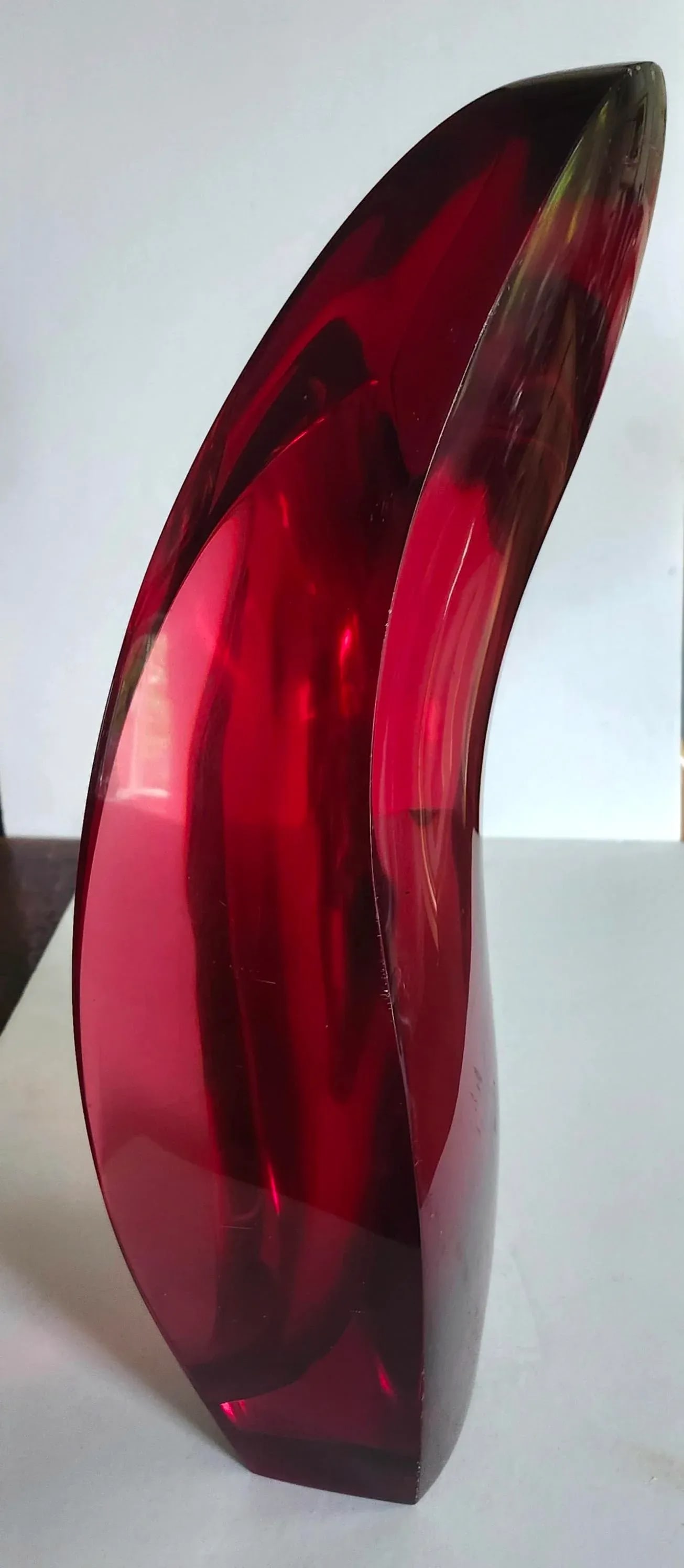 1980s Red Louis Von Koelnau Abstract Resin Sculpture - 7