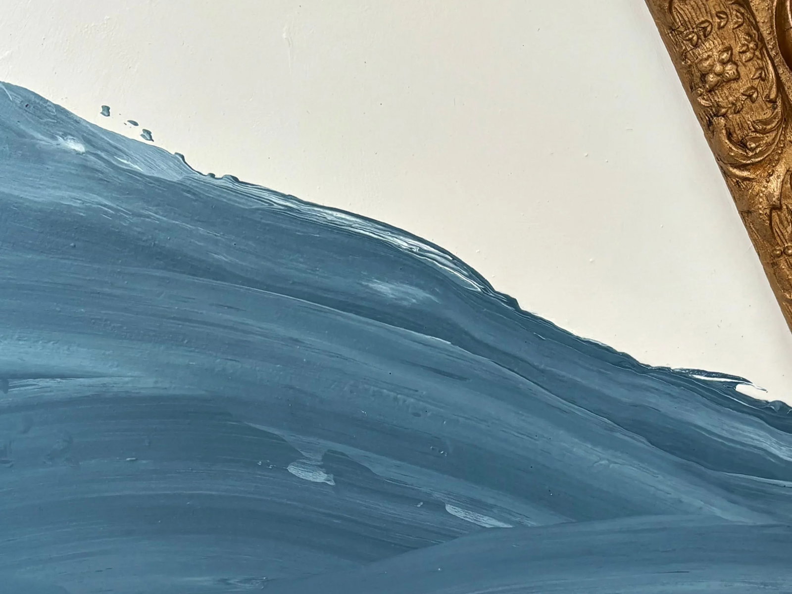 "Waves" Abstract Art in Antique 1890's Frame, Original Seascape Painting in Triangular Frame by JTS - 4