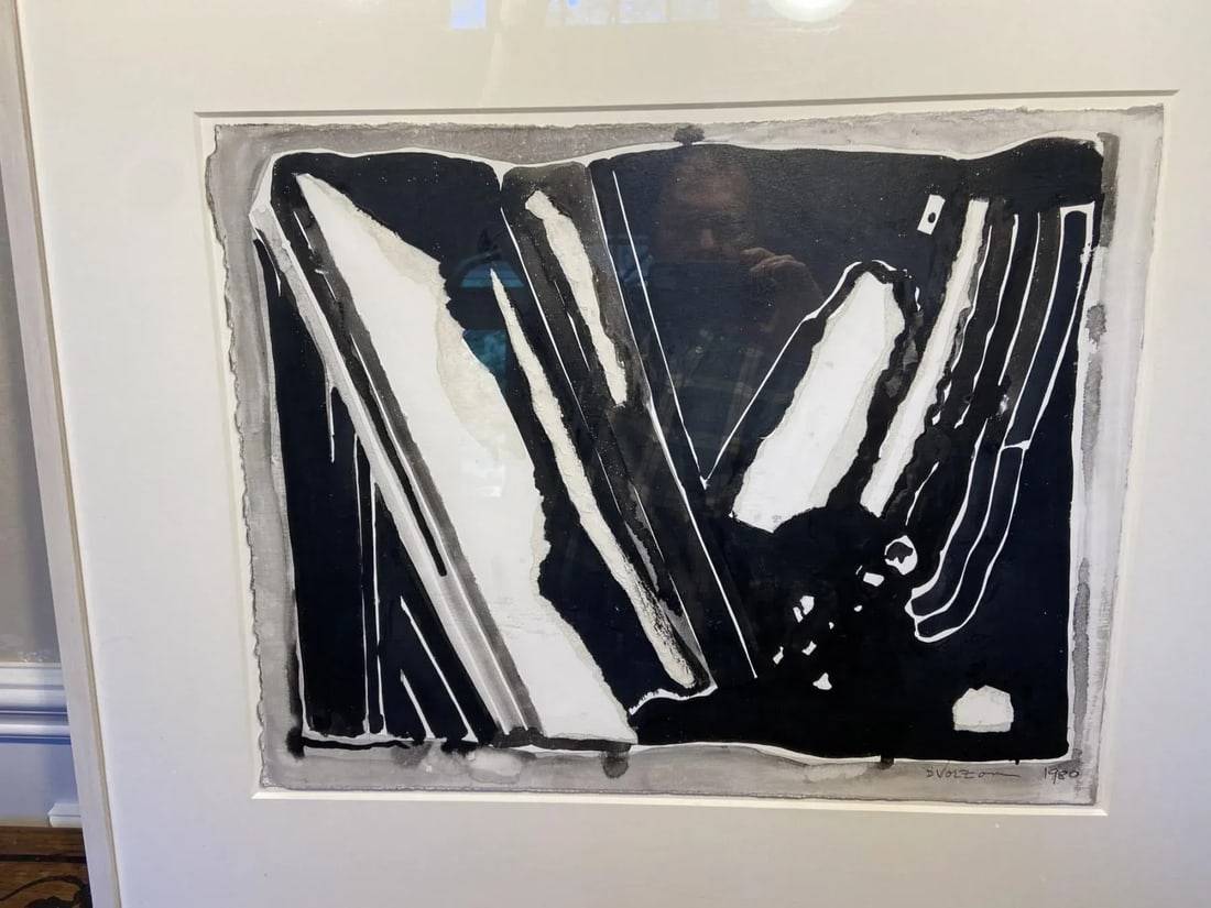 1980s Graphic Abstract Watercolor on Paper by Berenice d'Vorzon - 3