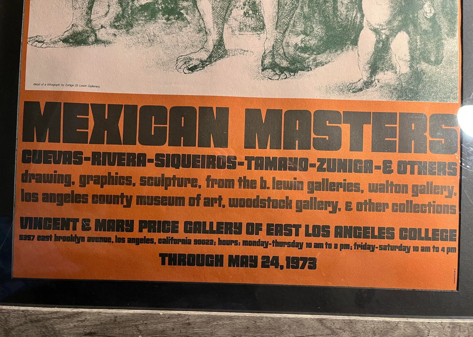 1973 Mexican Masters in Los Angeles Exhibition Poster by T. Silliman, Framed - 2