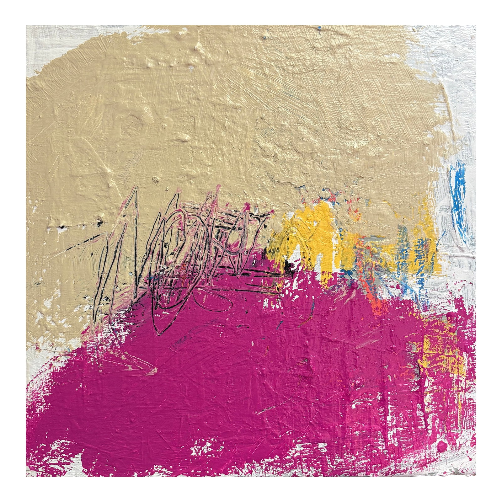 Sarah Trundle, Contemporary Abstract Painting, "Presto": Acrylic, paint stick, and pencil on canvas, 12 x 12 x .75 Condition: Imperfections: No Imperfections Origin: United States Creator: Artist: Sarah Trundle Materials & Techniques: Acrylic Paint