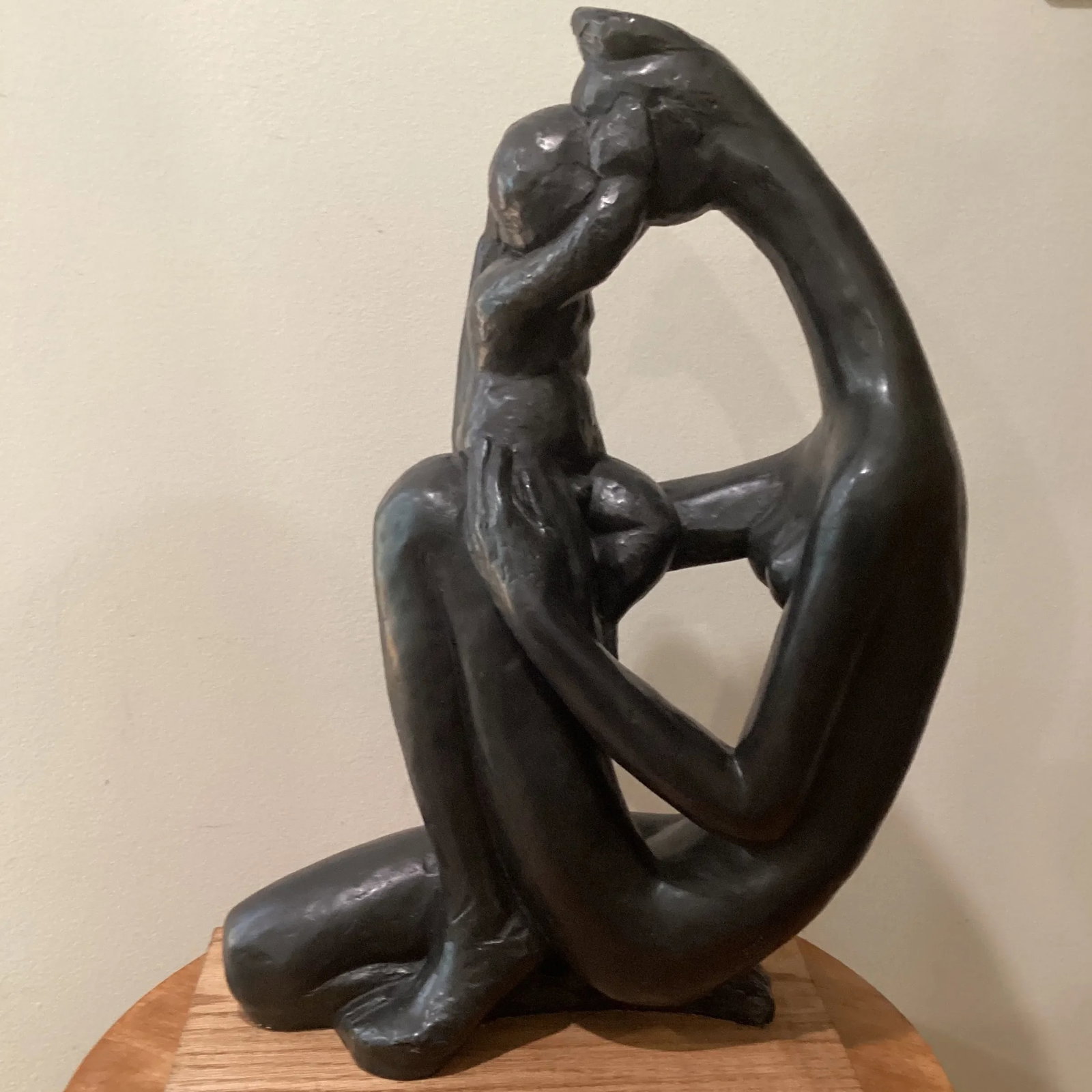 1970s Vintage Abstract Patinaed Sculpture " Mother and Child" by Manuel Carbonell for Austin Product - 2