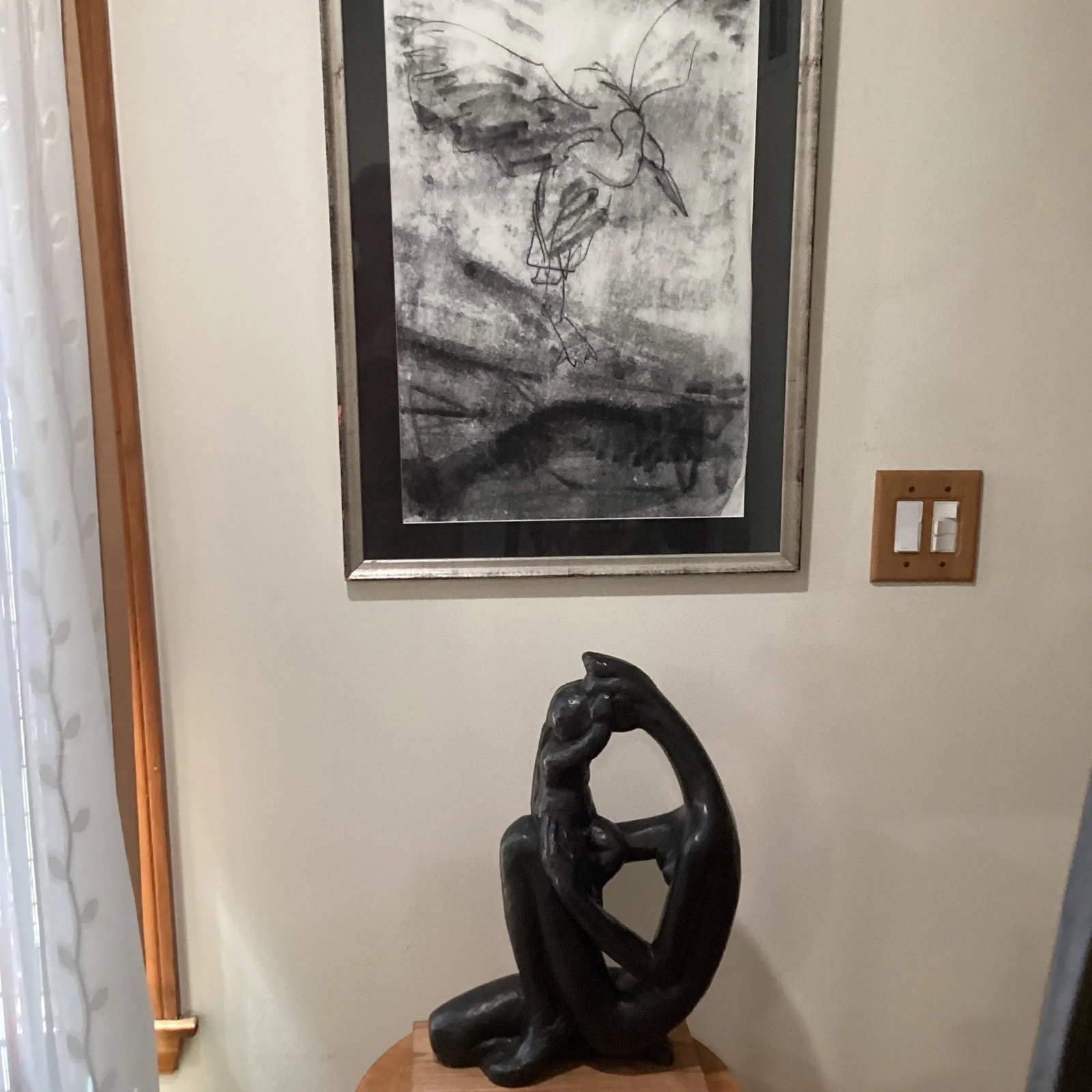 1970s Vintage Abstract Patinaed Sculpture " Mother and Child" by Manuel Carbonell for Austin Product - 9