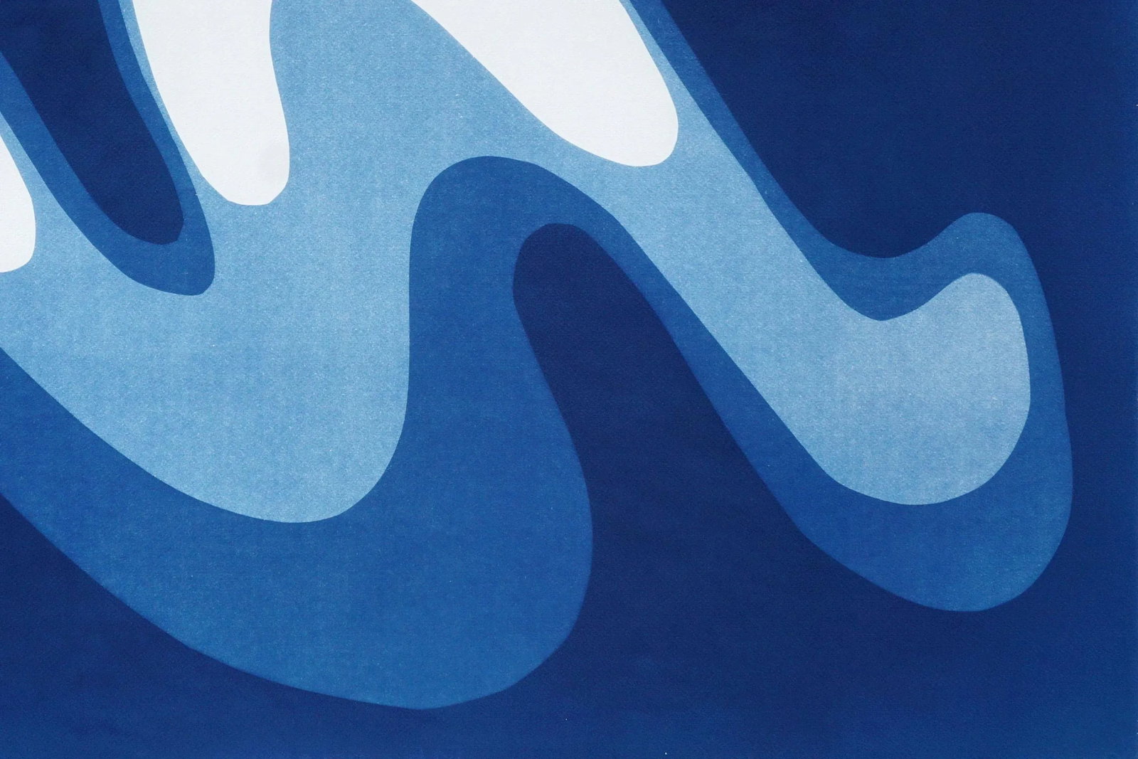 2025, Wave Iii, Unique Monotype Cyanotype, Organic Modern Gestures, Horizontal Diptych on Watercolor - 8