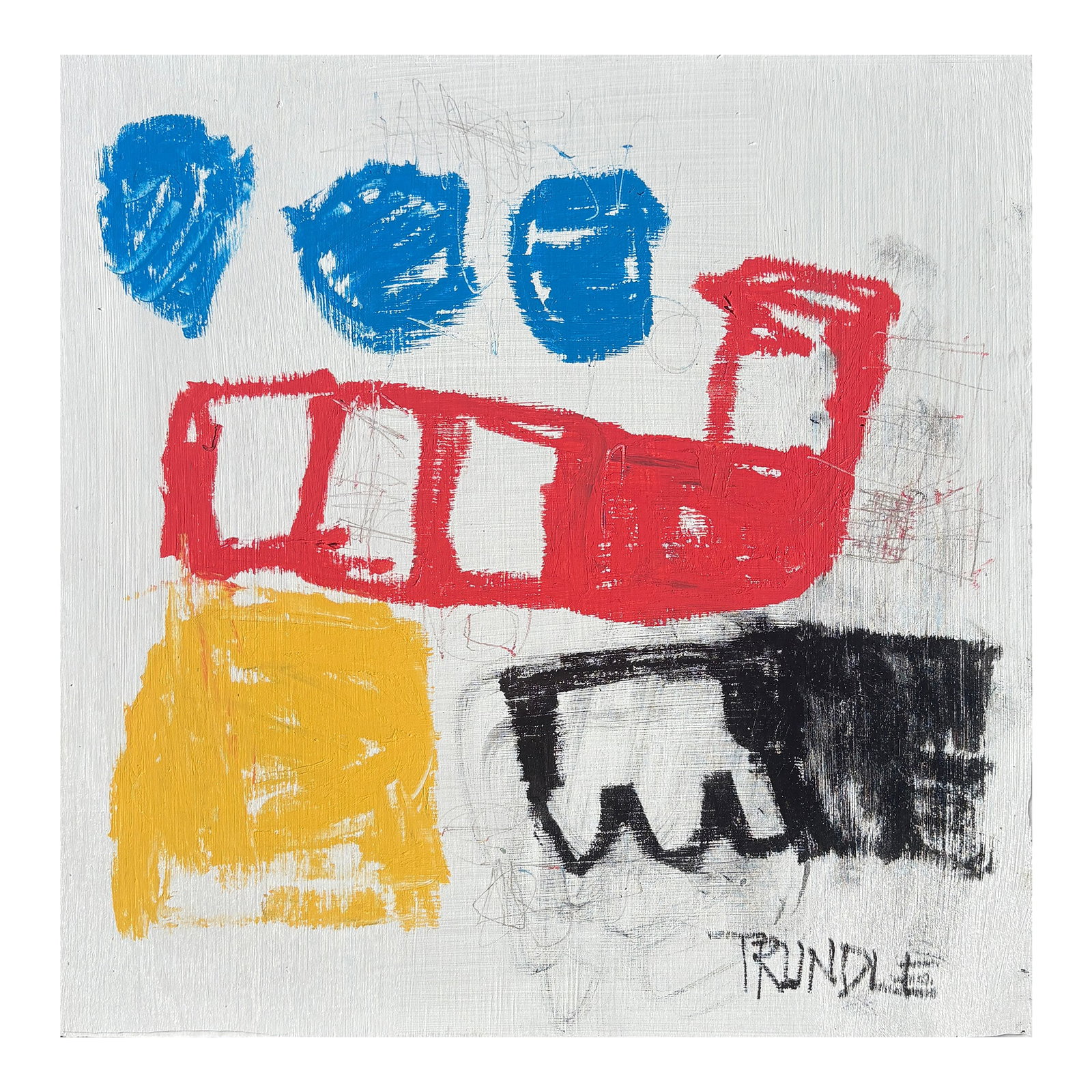 Sarah Trundle, Contemporary Abstract Painting, "Opposites Attract": Acrylic, paint stick, and pencil on cradled wood panel, 12 x 12 x .75. Edges painted white, back wired, ready to hang. Can also be purchased FRAMED (as shown in some of the images) for an additiona $1
