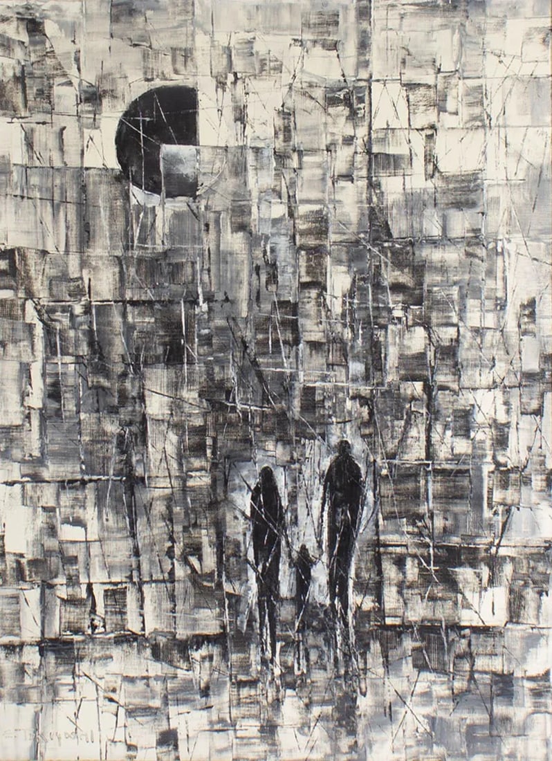 Mid-Century Oil on Canvas Abstract Painting by S. Tokuyoshi - 2