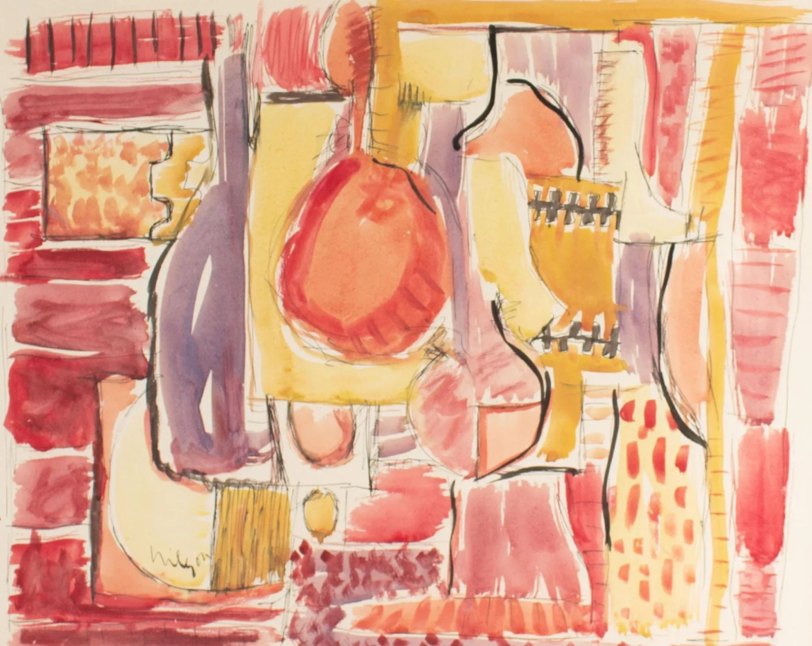 1960s Abstract Watercolor Painting by Harry Hilson - 2