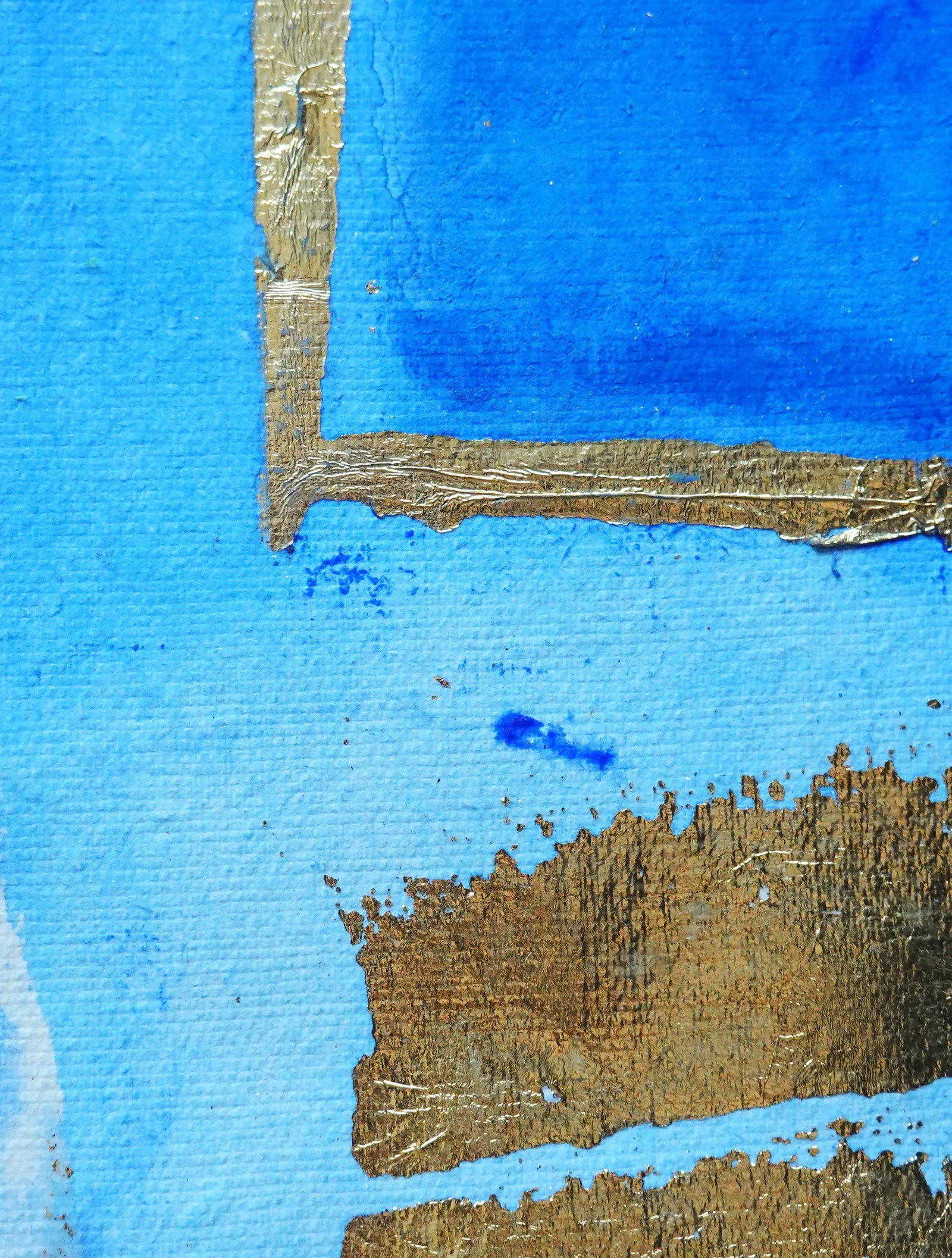 radiant.iii Framed Abstract Gold Leaf/ Blue Painting - 4