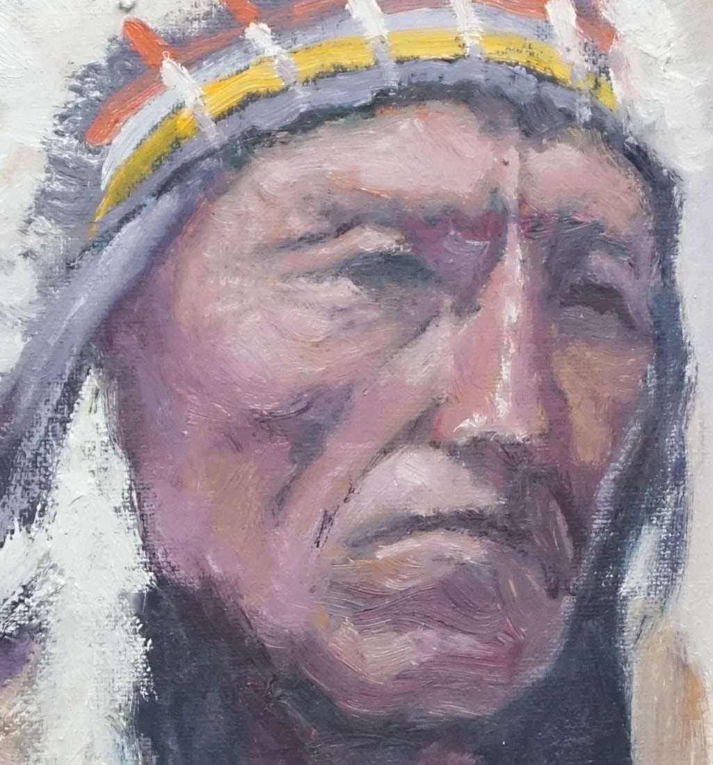 Sean Wu Original Oil Portrait of Indian Chief - 2
