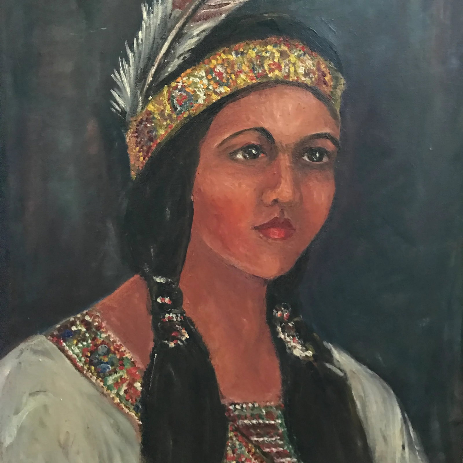 Mid Century Portrait of Native American Maiden - 6