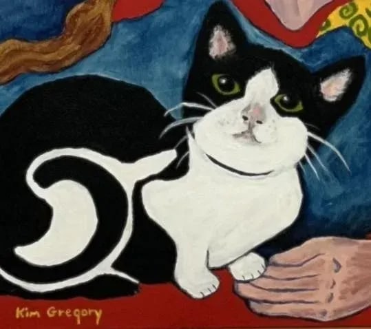 Mid 20th Century Mid Century Portrait of a Cat With a Woman - Framed Oil on Canvas - 2